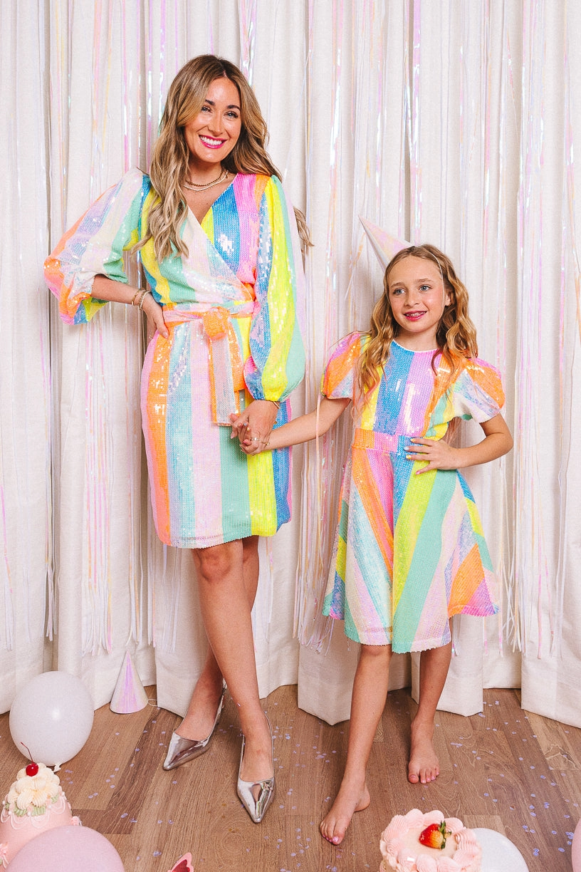 Mini Jagger Dress in Striped Sequin - FINAL SALE