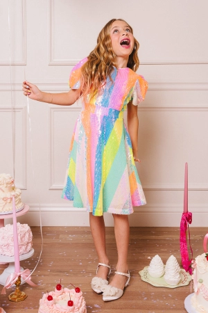 Mini Jagger Dress in Striped Sequin - FINAL SALE