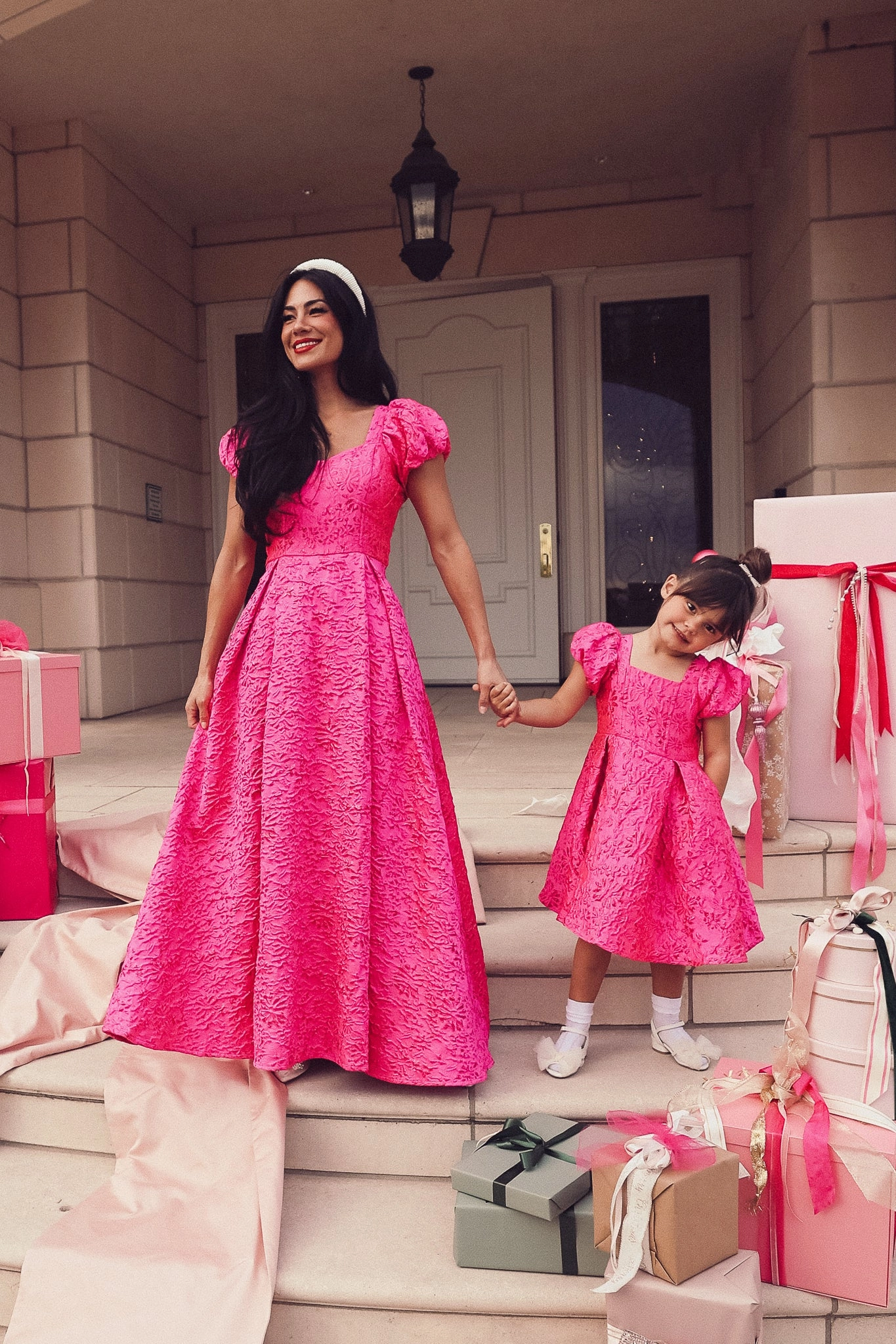 Mini Portia Dress in Pink Jacquard - FINAL SALE