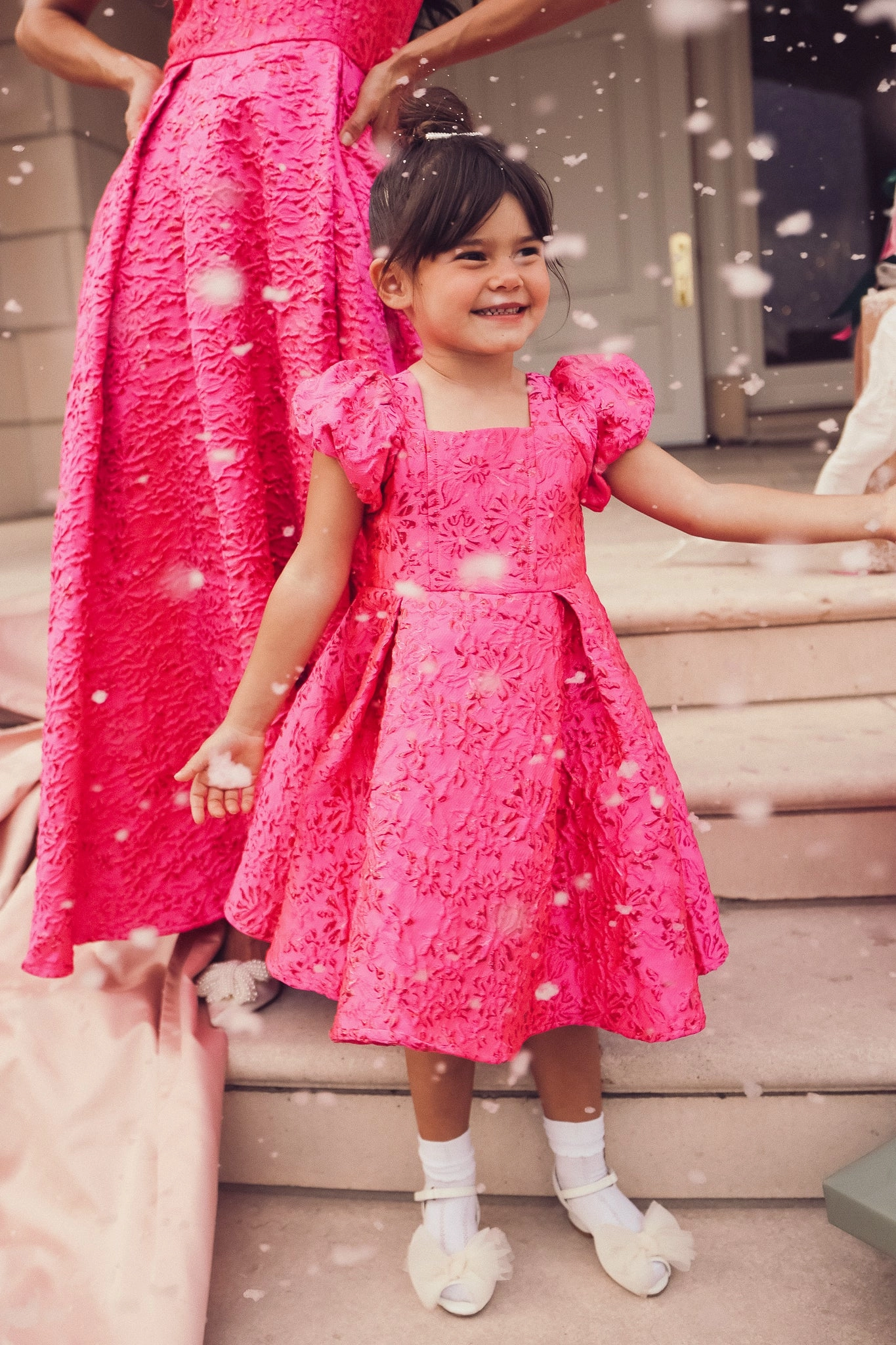 Mini Portia Dress in Pink Jacquard - FINAL SALE