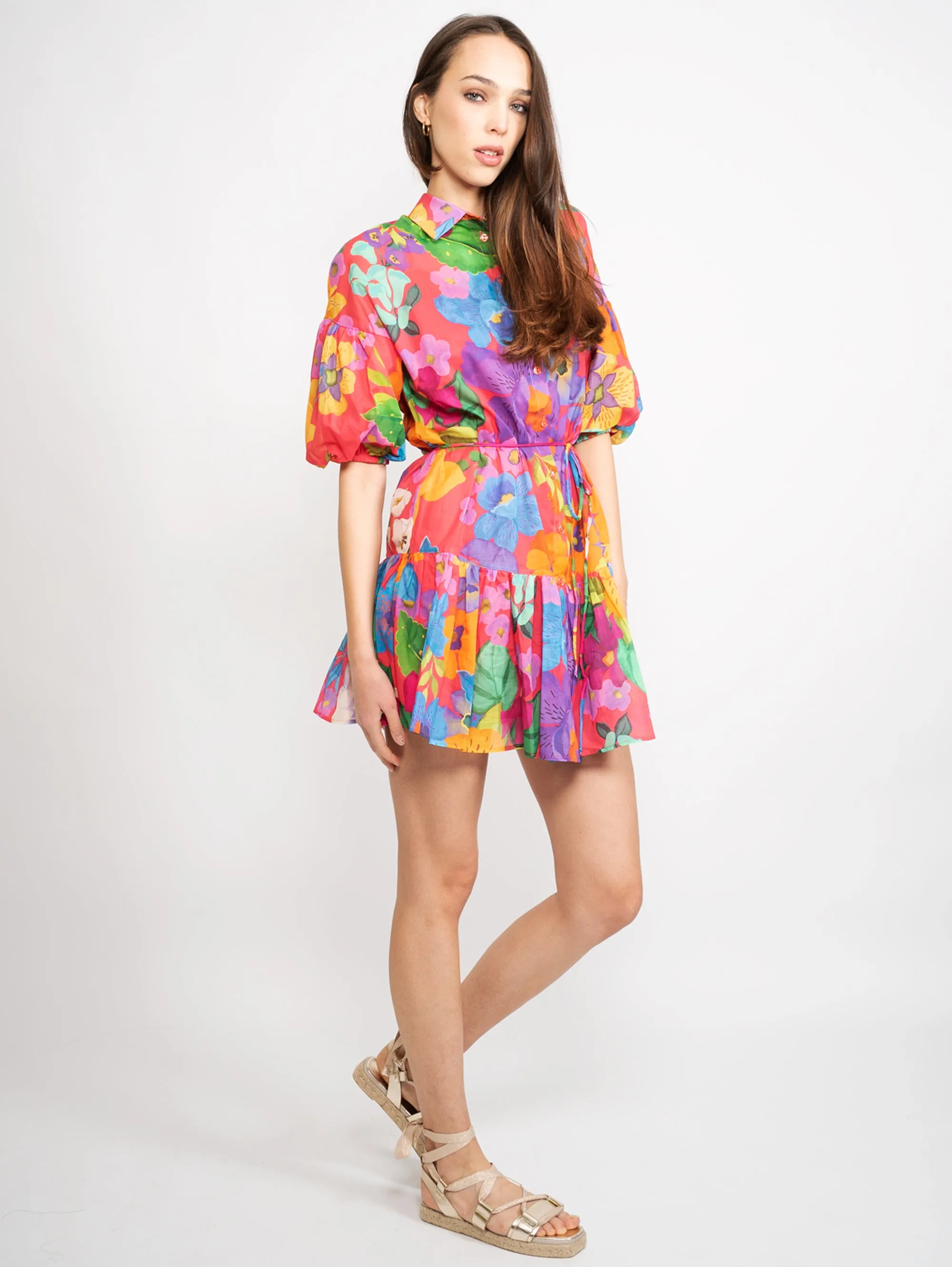 Multicolor Floral Shirt Dress