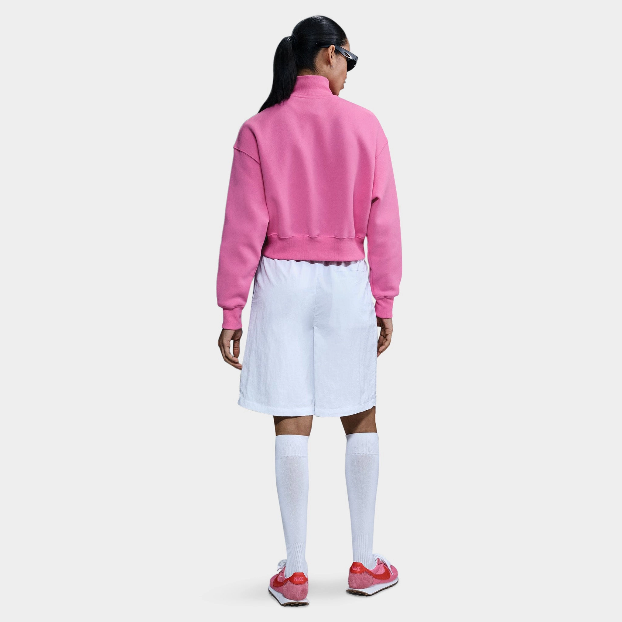 Nike Sportswear Women's Phoenix Fleece Half Zip Cropped Sweatshirt Playful Pink / Sail
