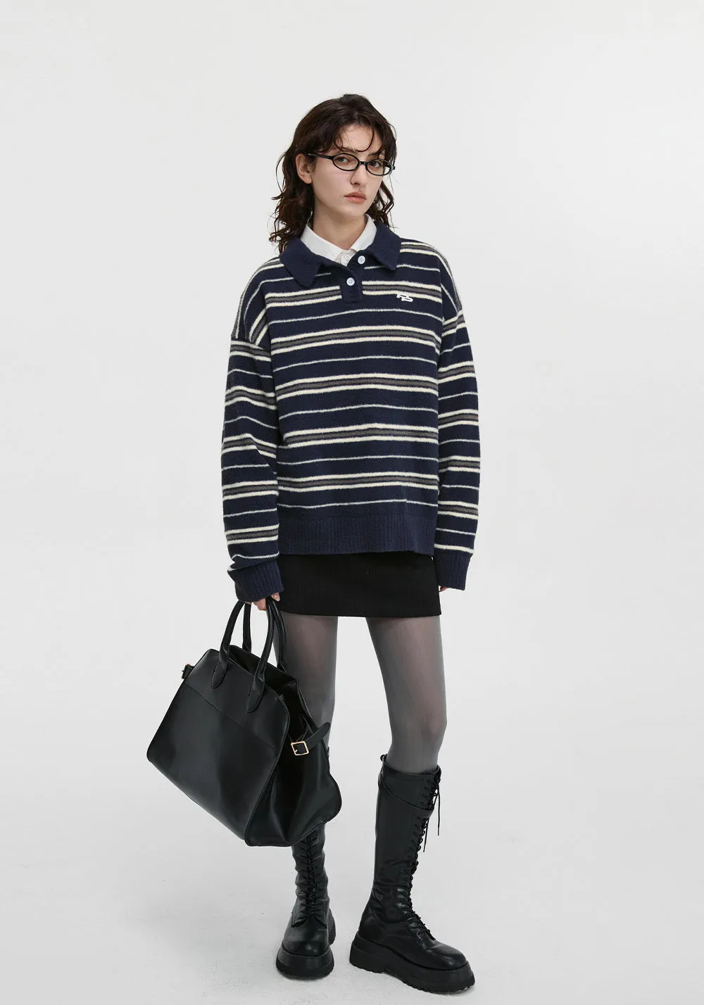PCLP Striped Polo Sweater