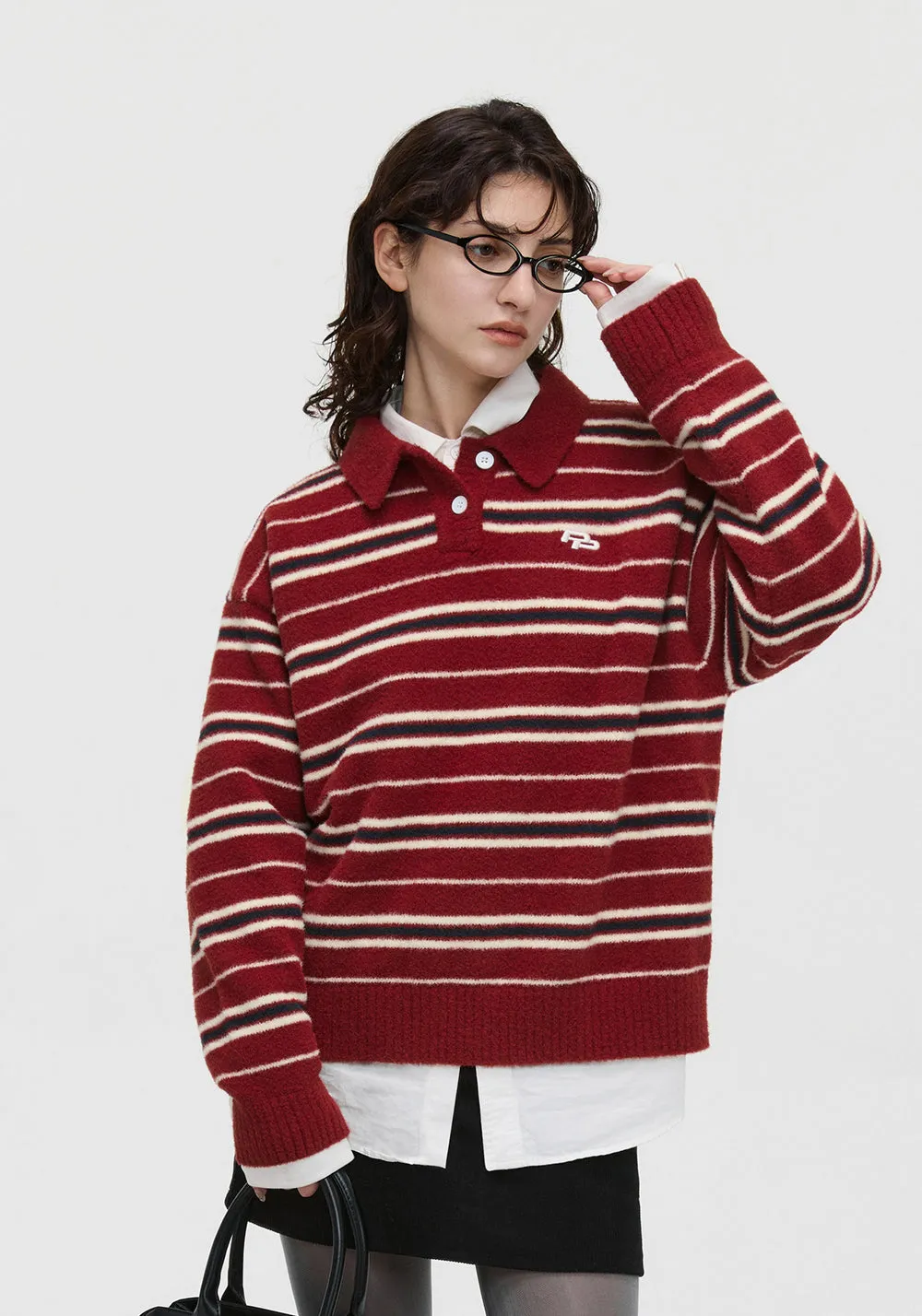 PCLP Striped Polo Sweater