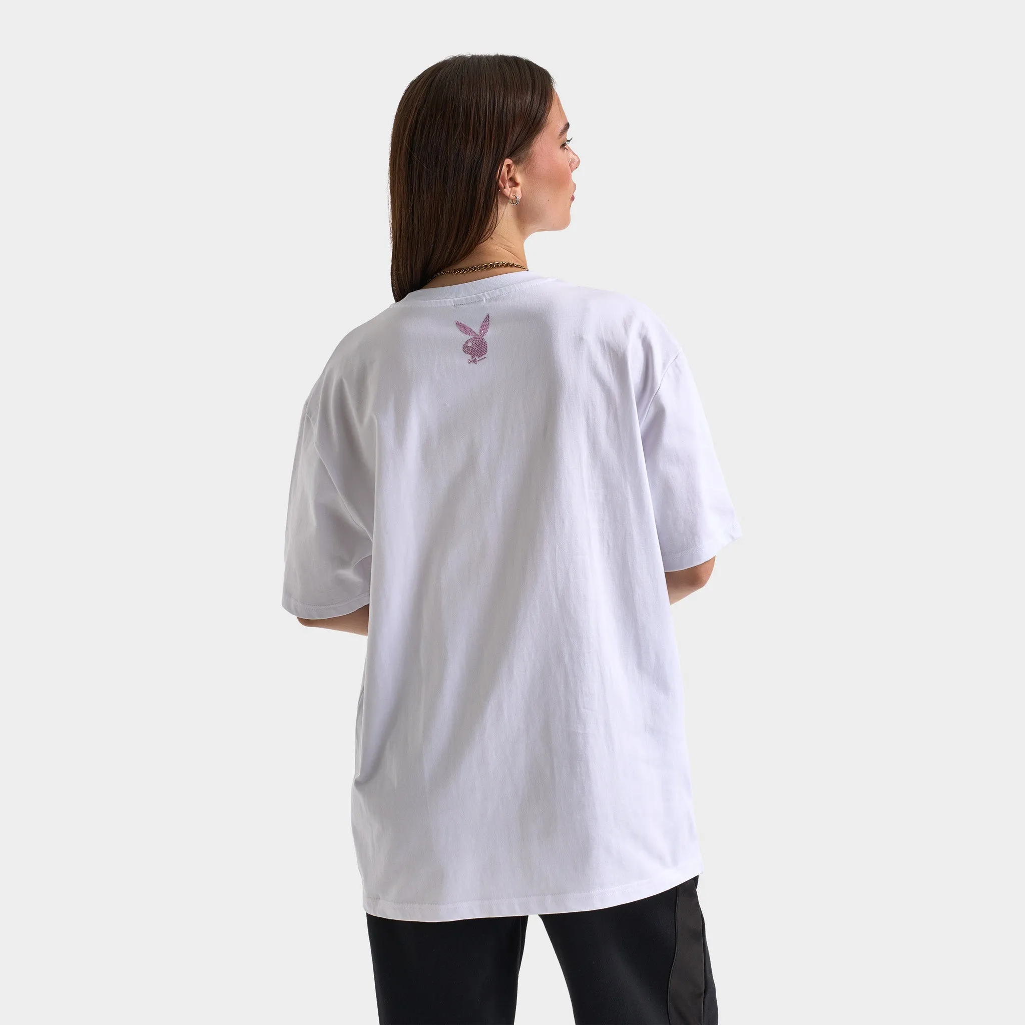 Playboy Women's Diamonte Izabela Oversized Graphic T-Shirt /