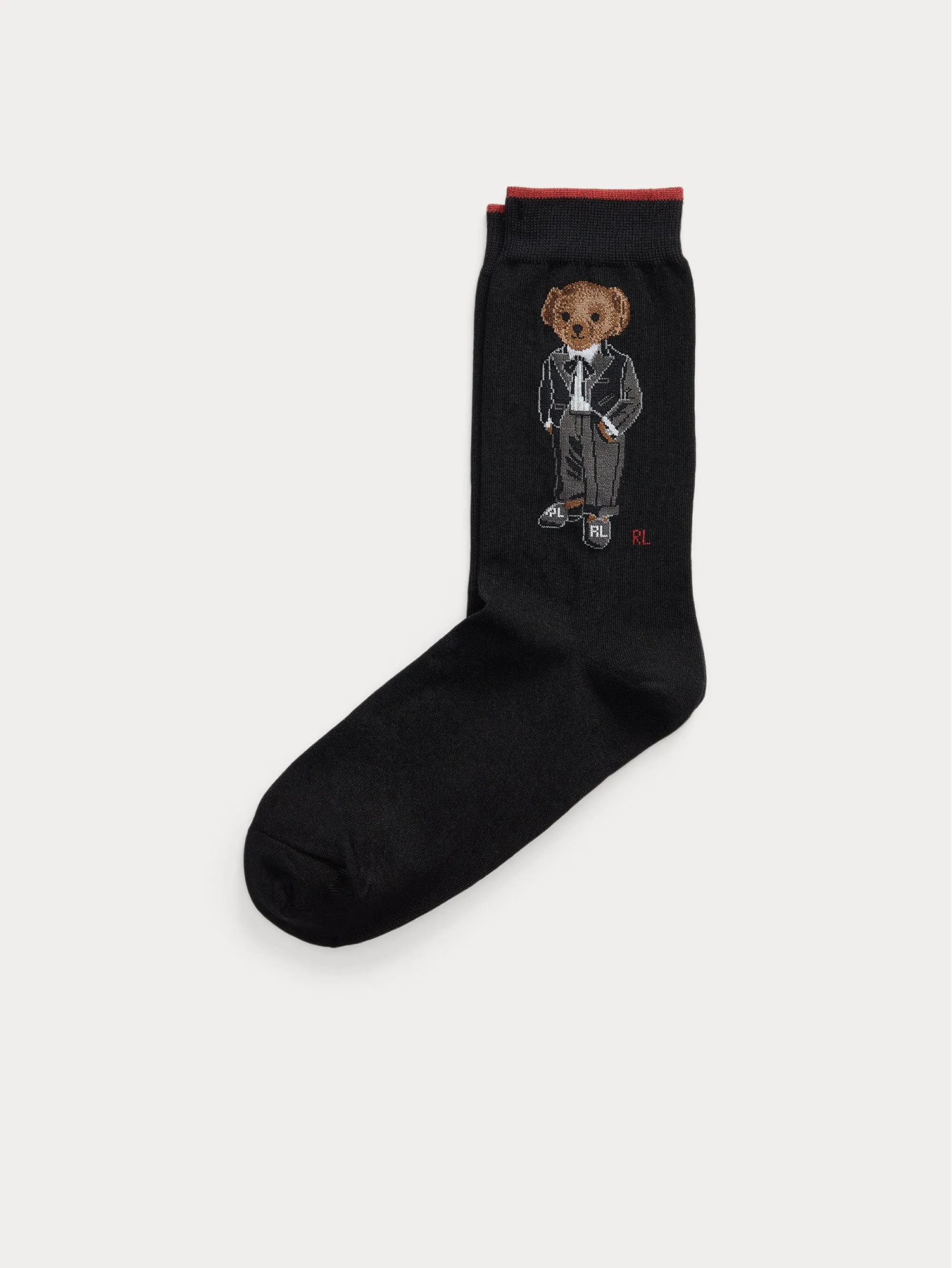 Polo Bear Black Embroidered Socks