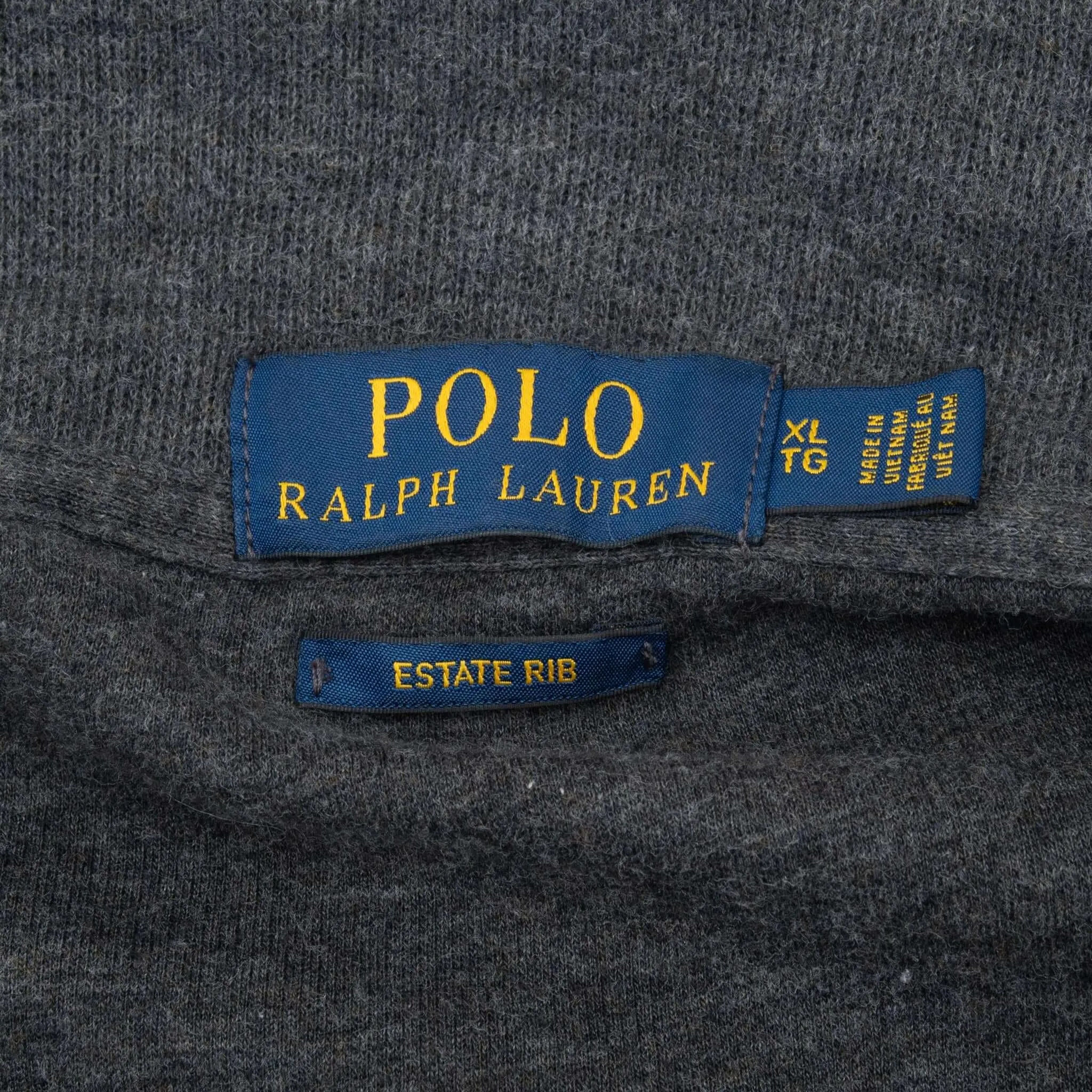 POLO RALPH LAUREN DARK GREY QUARTER 1/4 ZIP SWEATER SIZE XL