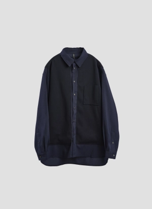 Polyester Business Knit Blocking Shirt