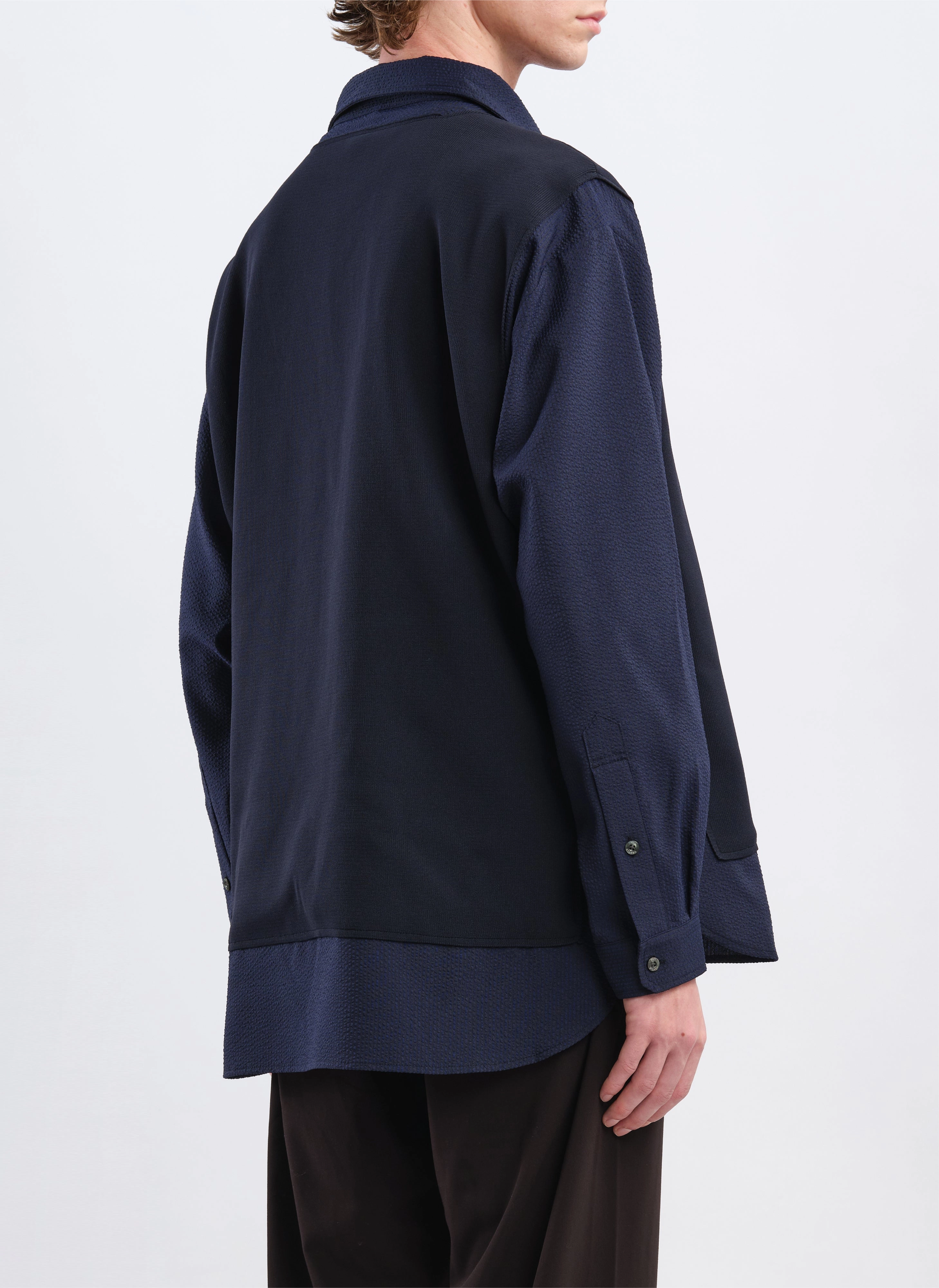 Polyester Business Knit Blocking Shirt