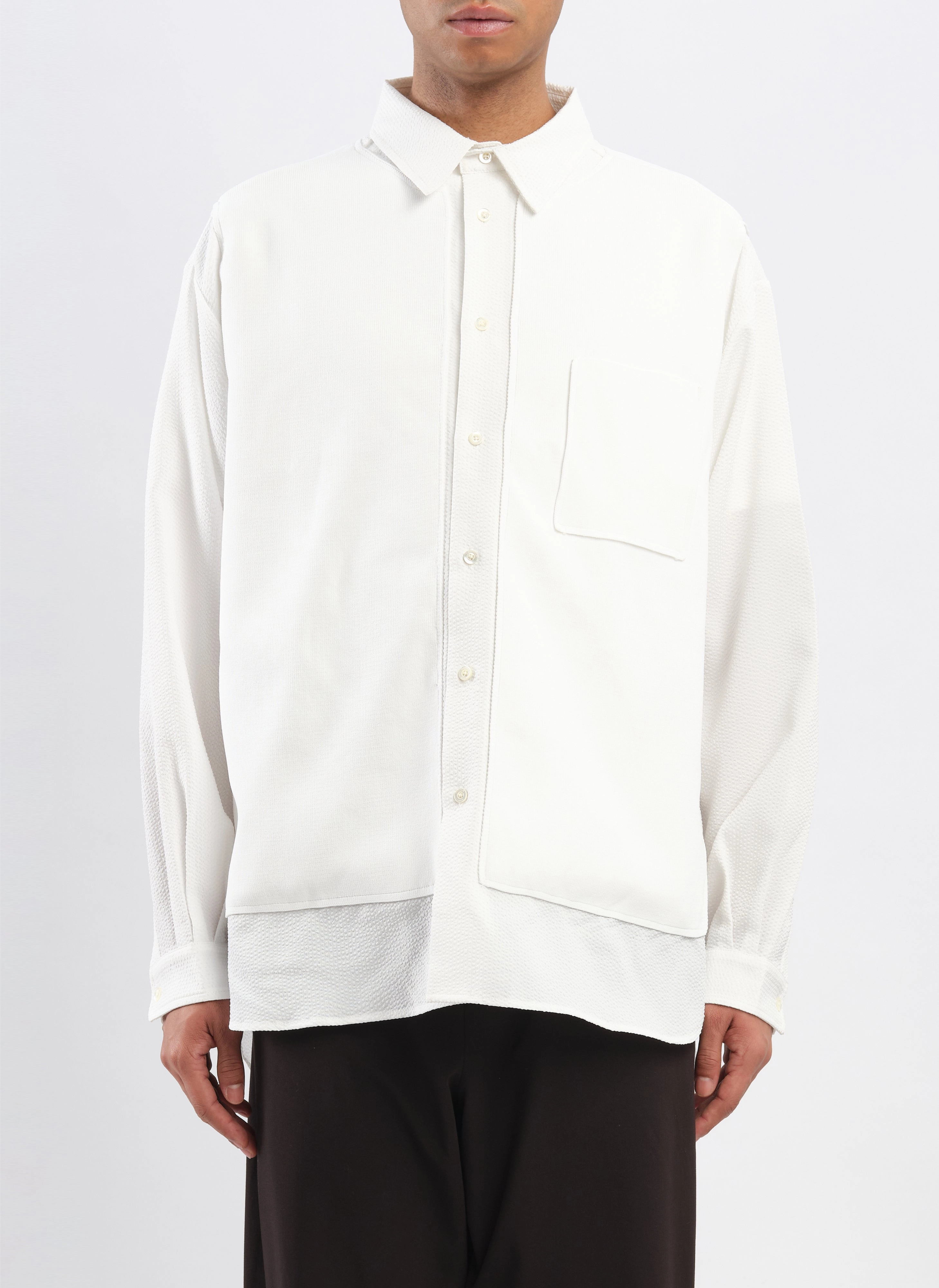 Polyester Business Knit Blocking Shirt