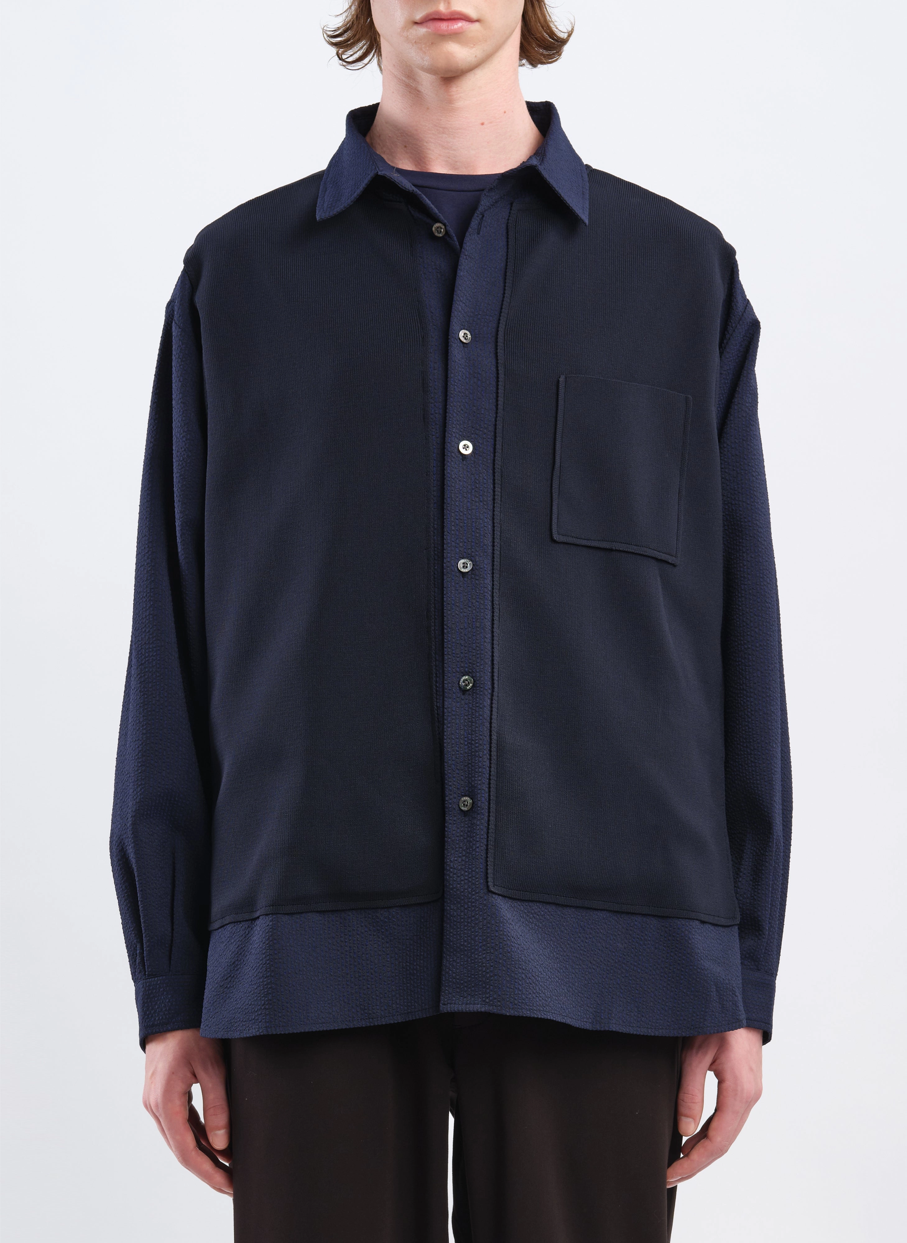 Polyester Business Knit Blocking Shirt