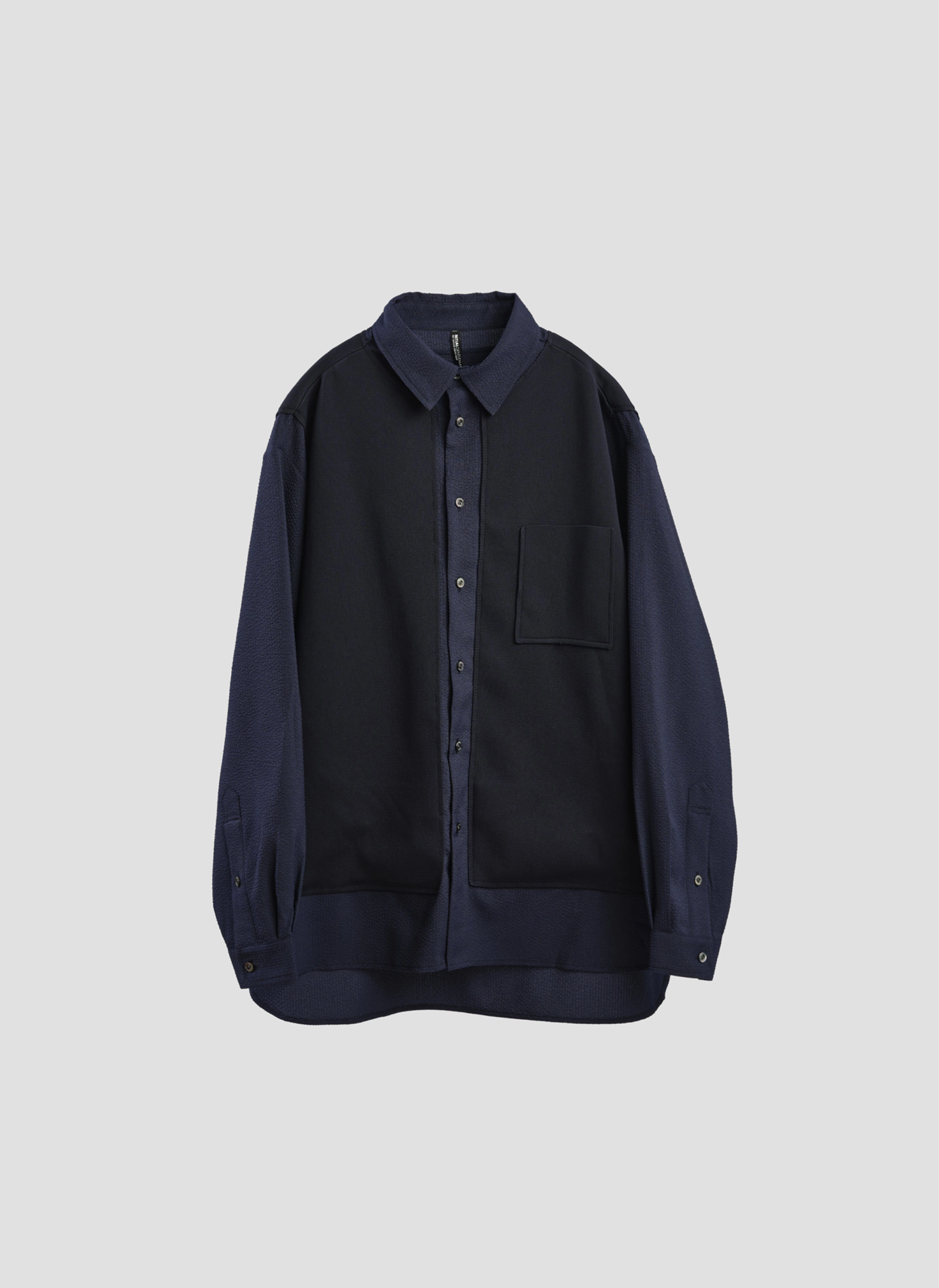 Polyester Business Knit Blocking Shirt