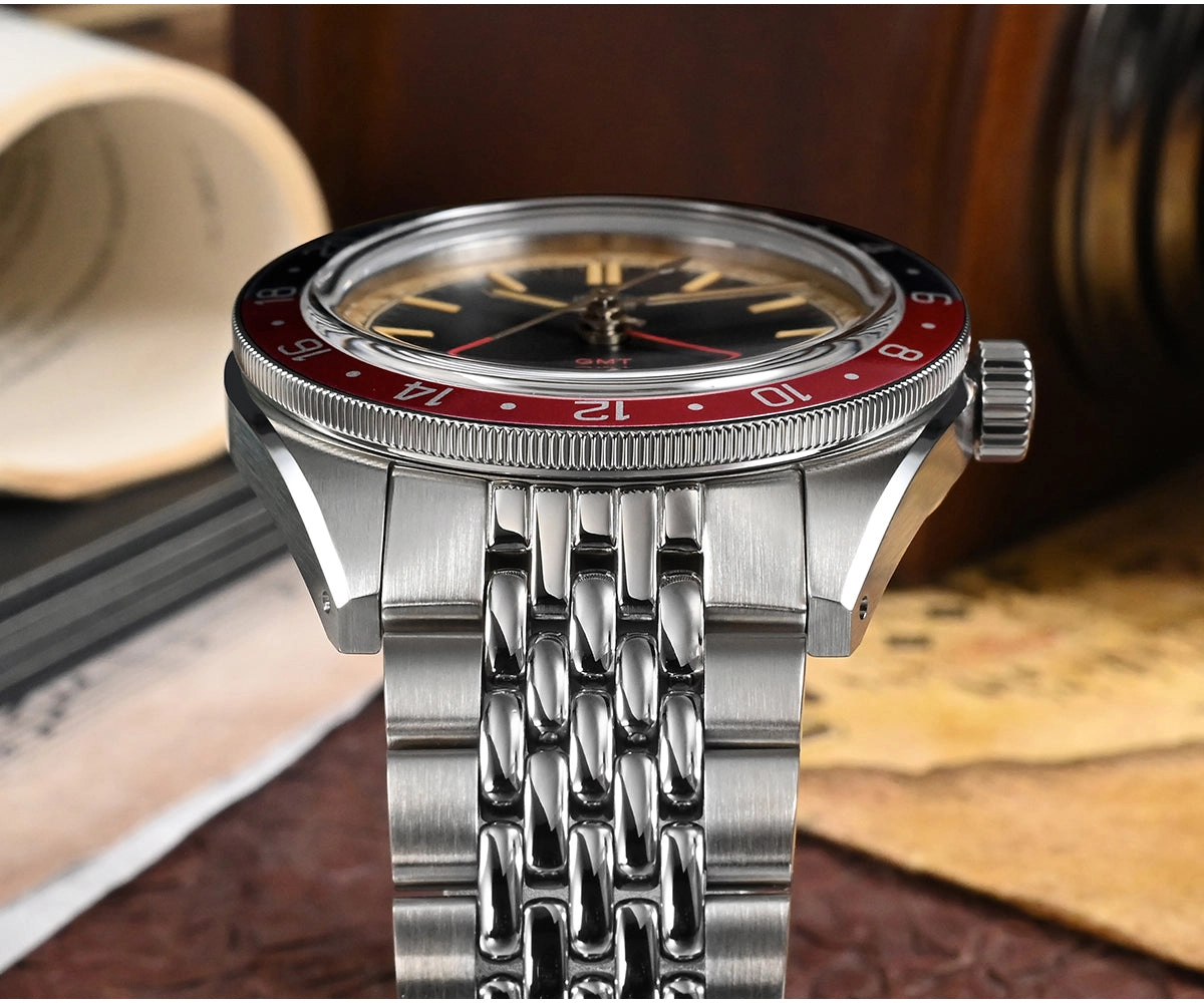 ★Pre-owned★San Martin Vintage Style NH34 GMT Men Watch SN0116G-B