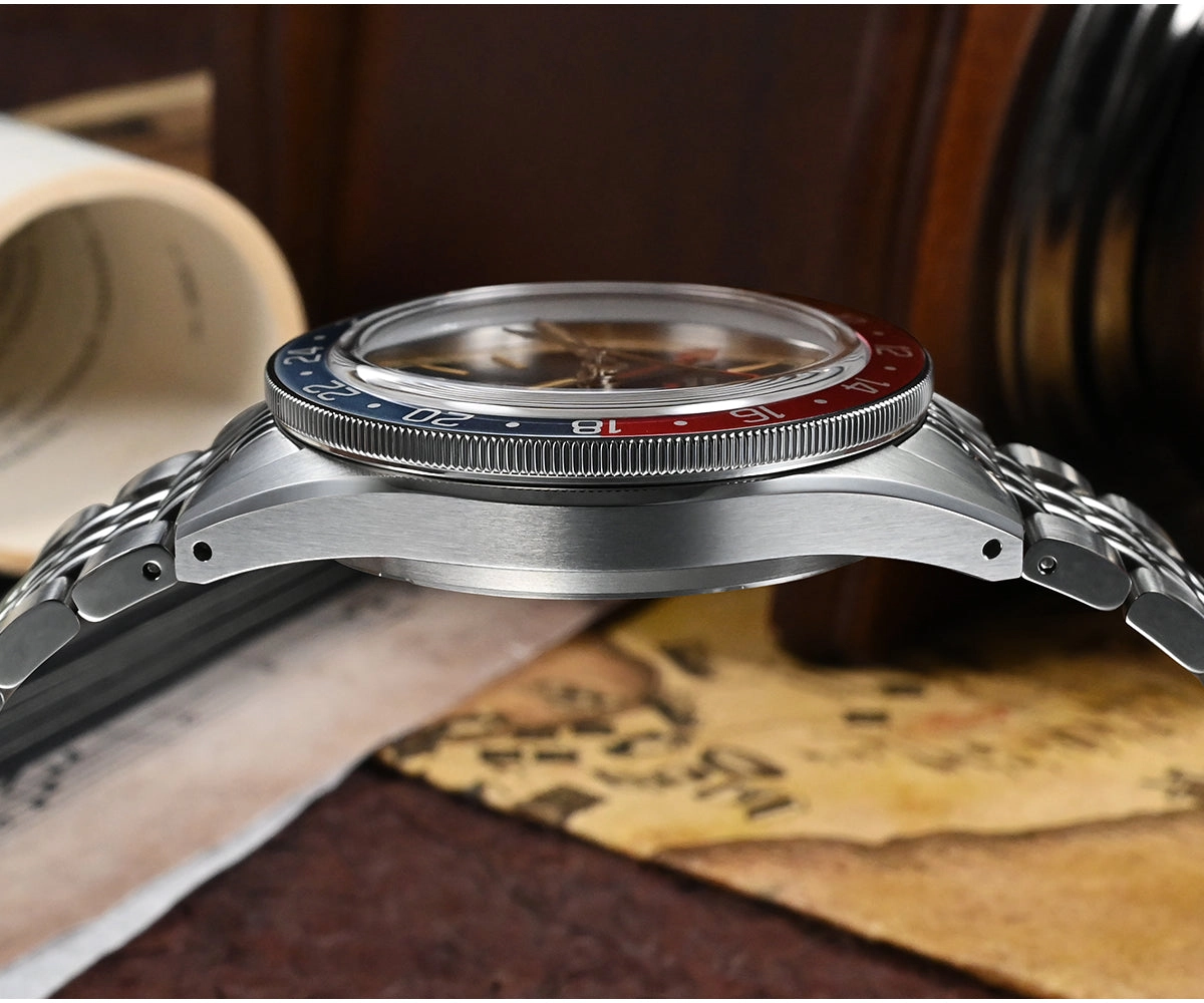 ★Pre-owned★San Martin Vintage Style NH34 GMT Men Watch SN0116G-B