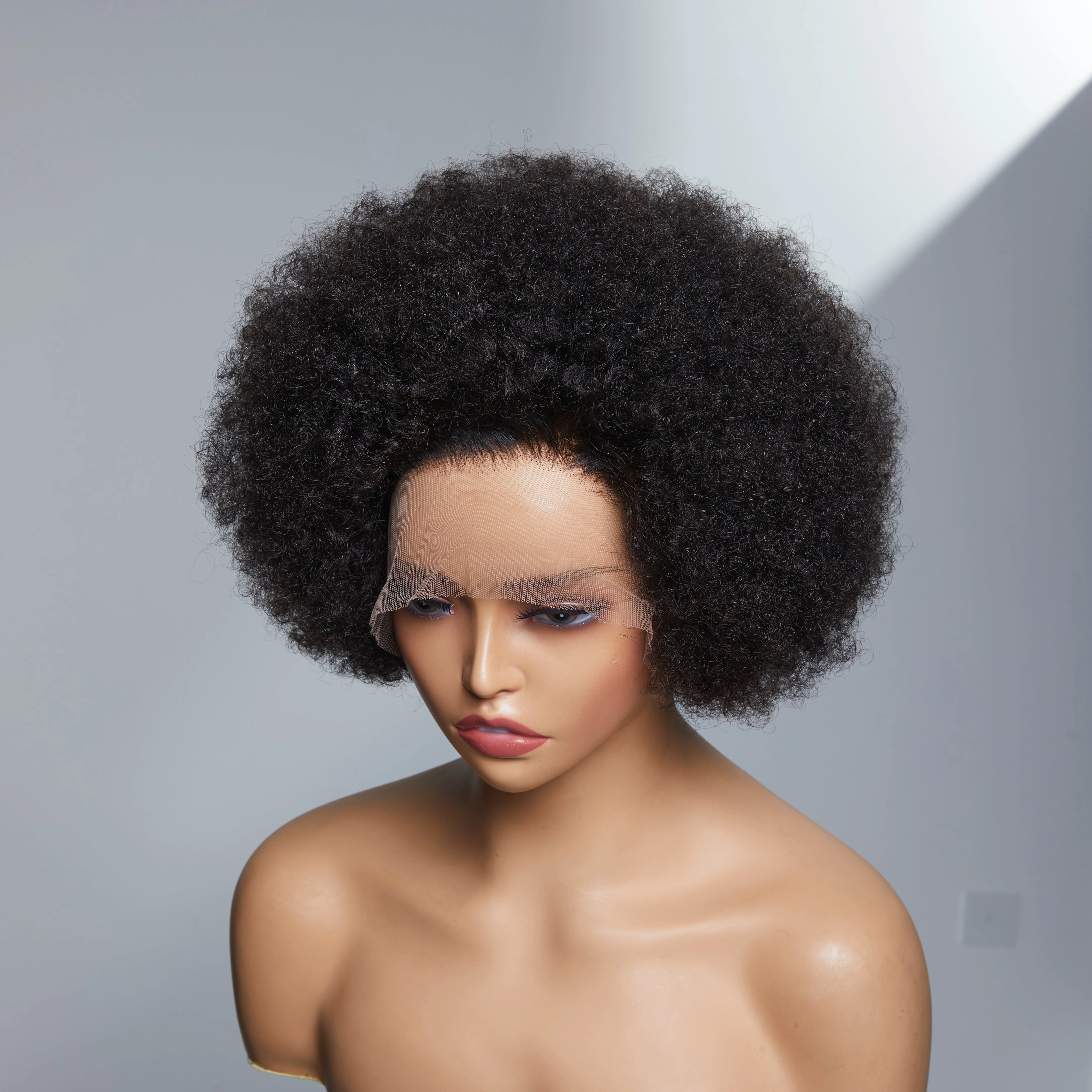 Retro & Vintage | Ultra Natural Afro Curl 13X2 Frontal Lace Short Wig 100% Human Hair