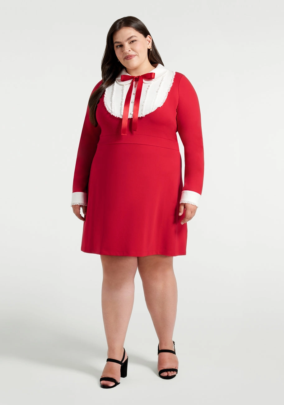 Revel In Retro Tie-Neck Dress