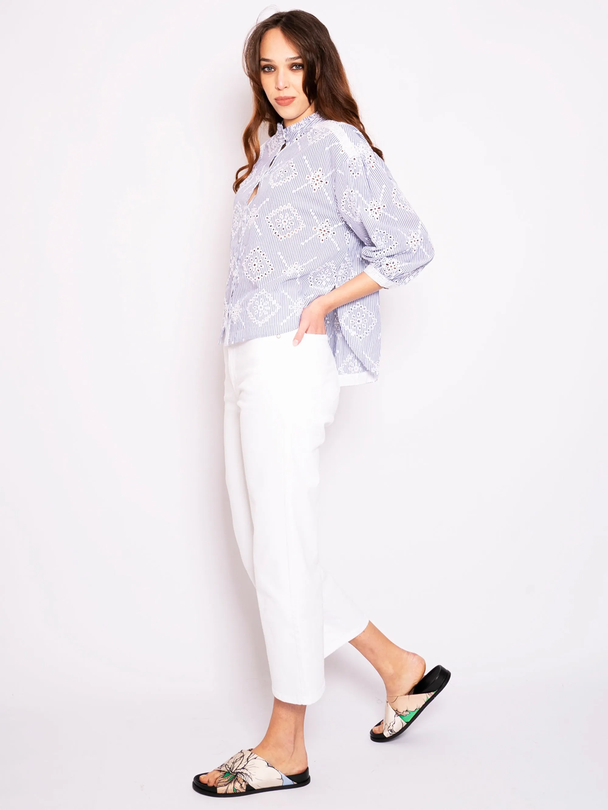 Sangallo Neve/Indico Striped Shirt