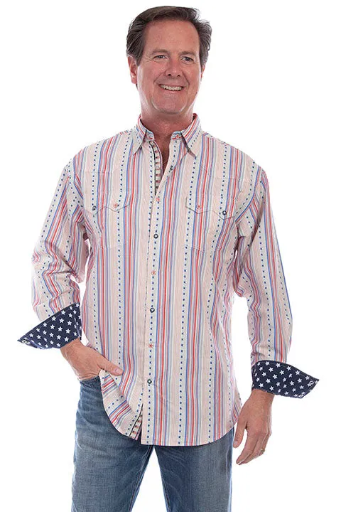 Scully PS-253 Red/White & Blue Mens Western Shirt