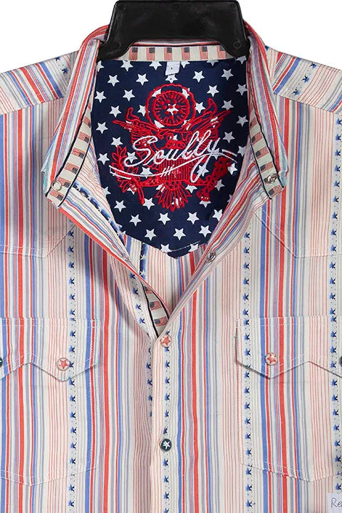 Scully PS-253 Red/White & Blue Mens Western Shirt