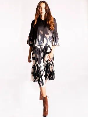Shirt Dress with Black Print