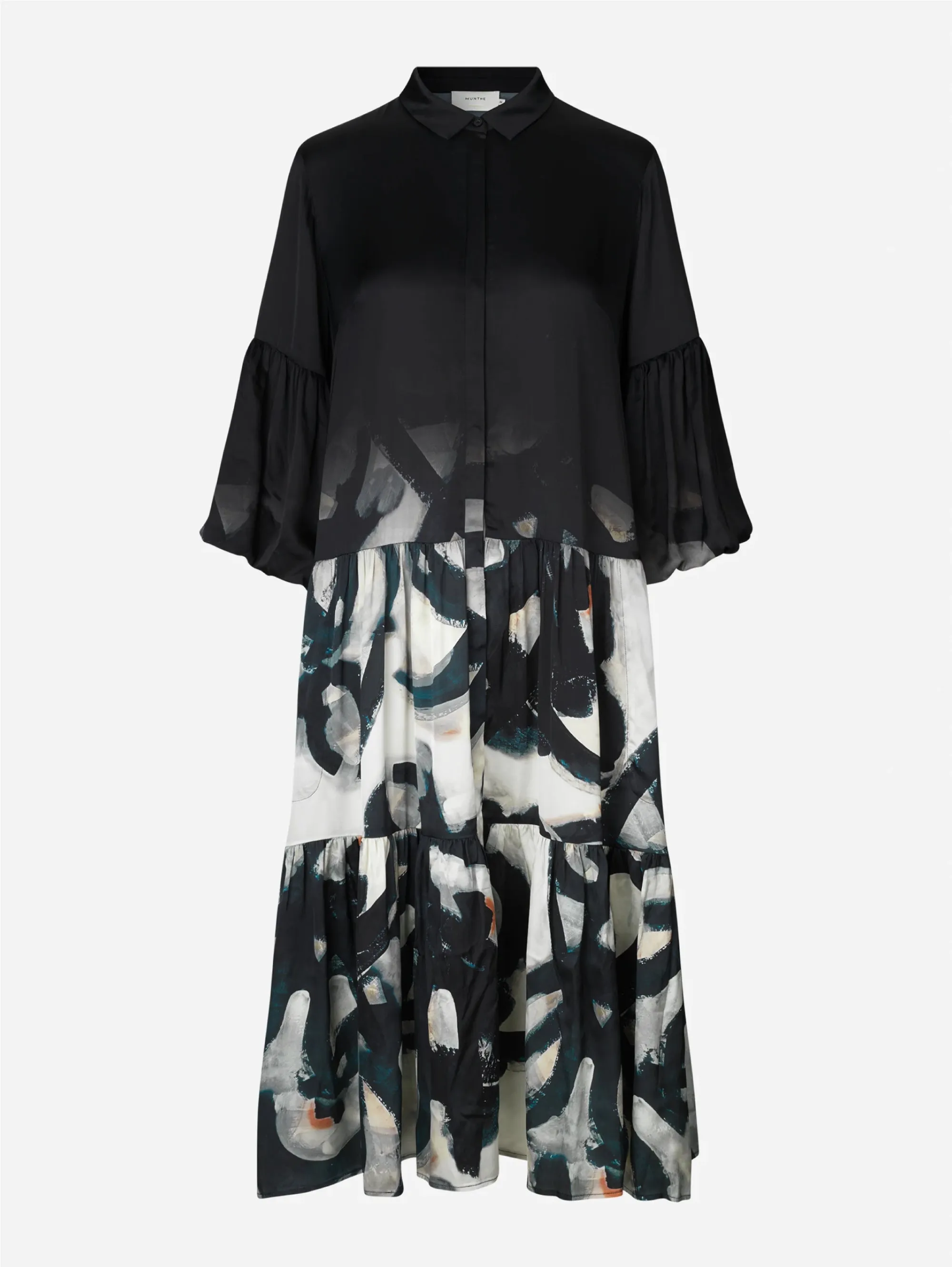 Shirt Dress with Black Print