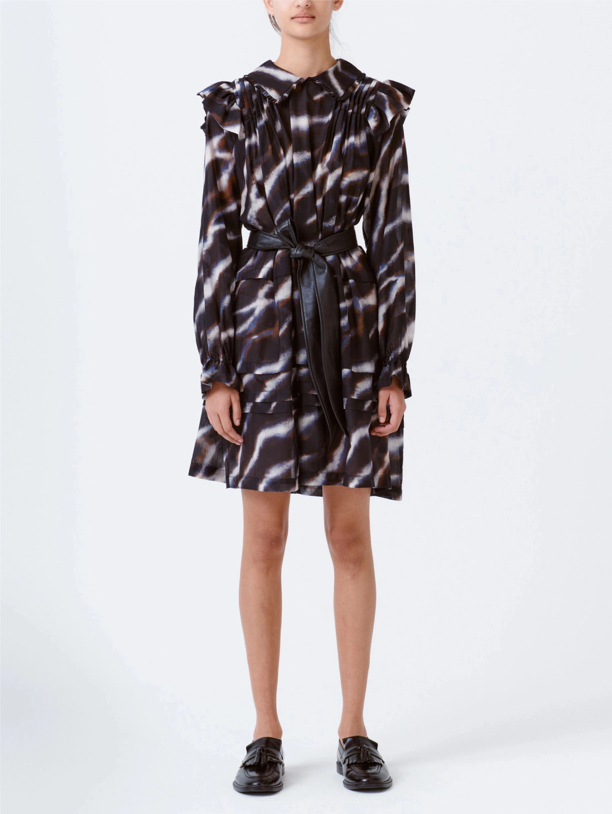 Short Dress with Black Print