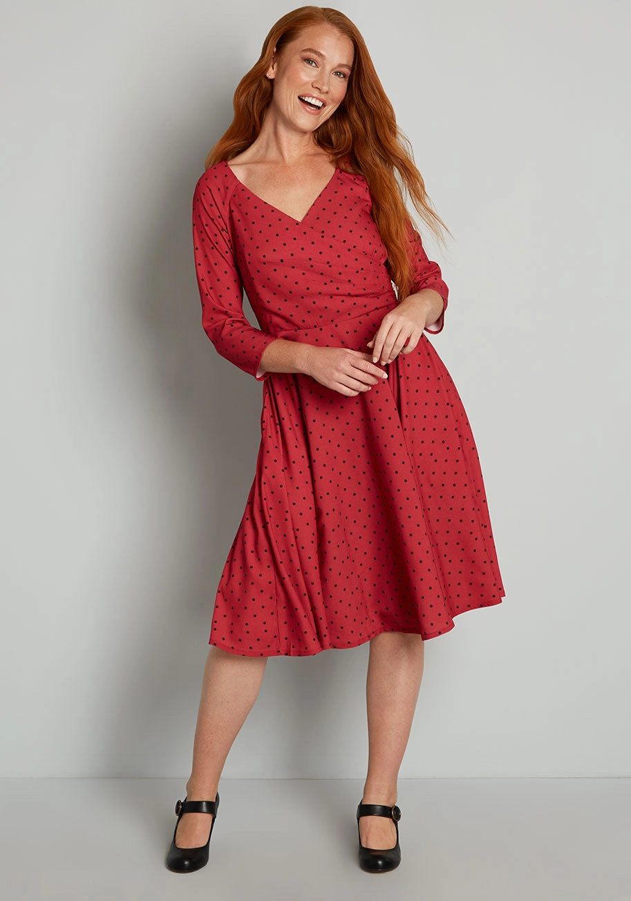 Smoking Hot In Polka Dot Swing Dress