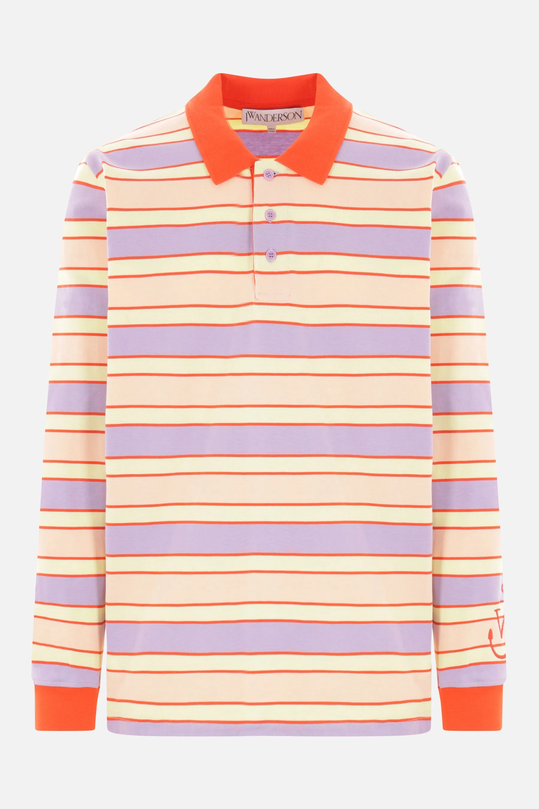 striped jersey long-sleeved polo shirt