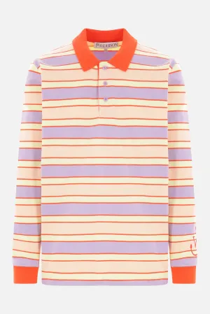 striped jersey long-sleeved polo shirt