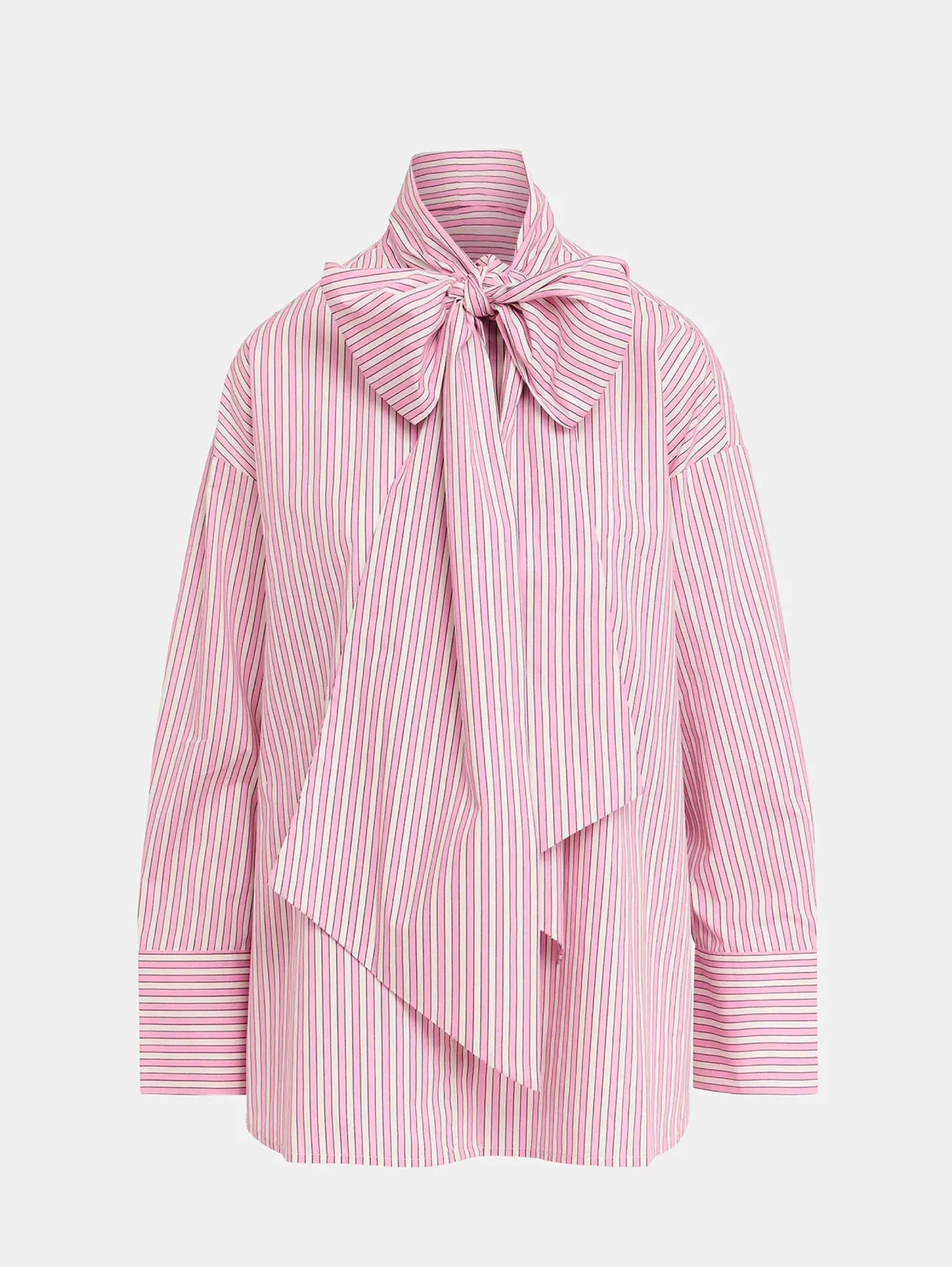 Striped Shirt with Maxi White/Pink Bow