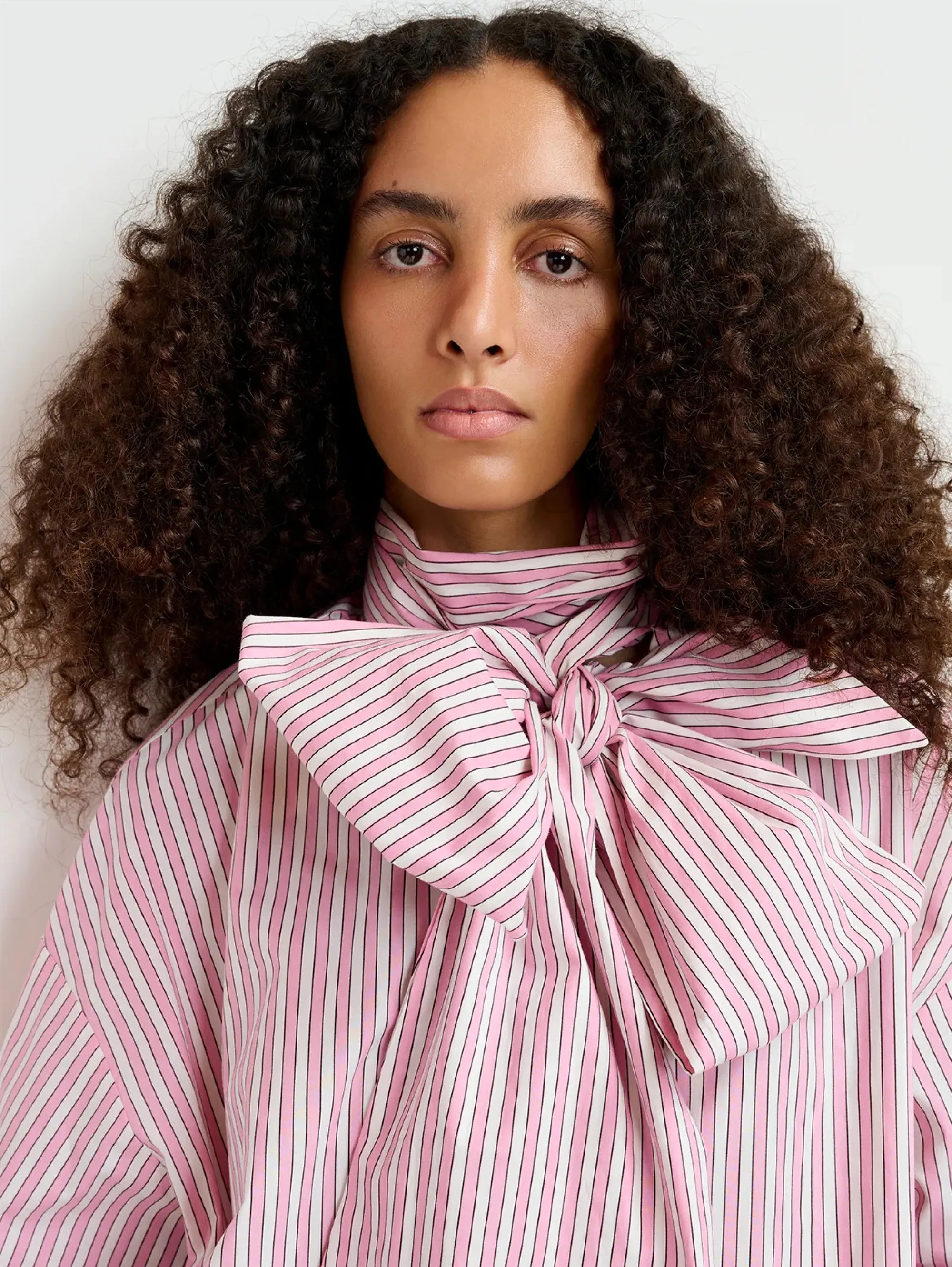 Striped Shirt with Maxi White/Pink Bow