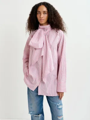 Striped Shirt with Maxi White/Pink Bow