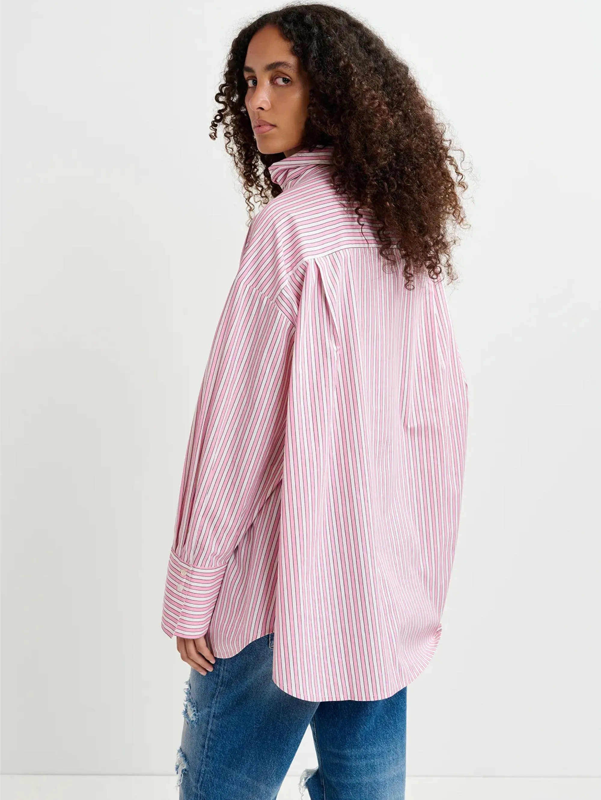 Striped Shirt with Maxi White/Pink Bow