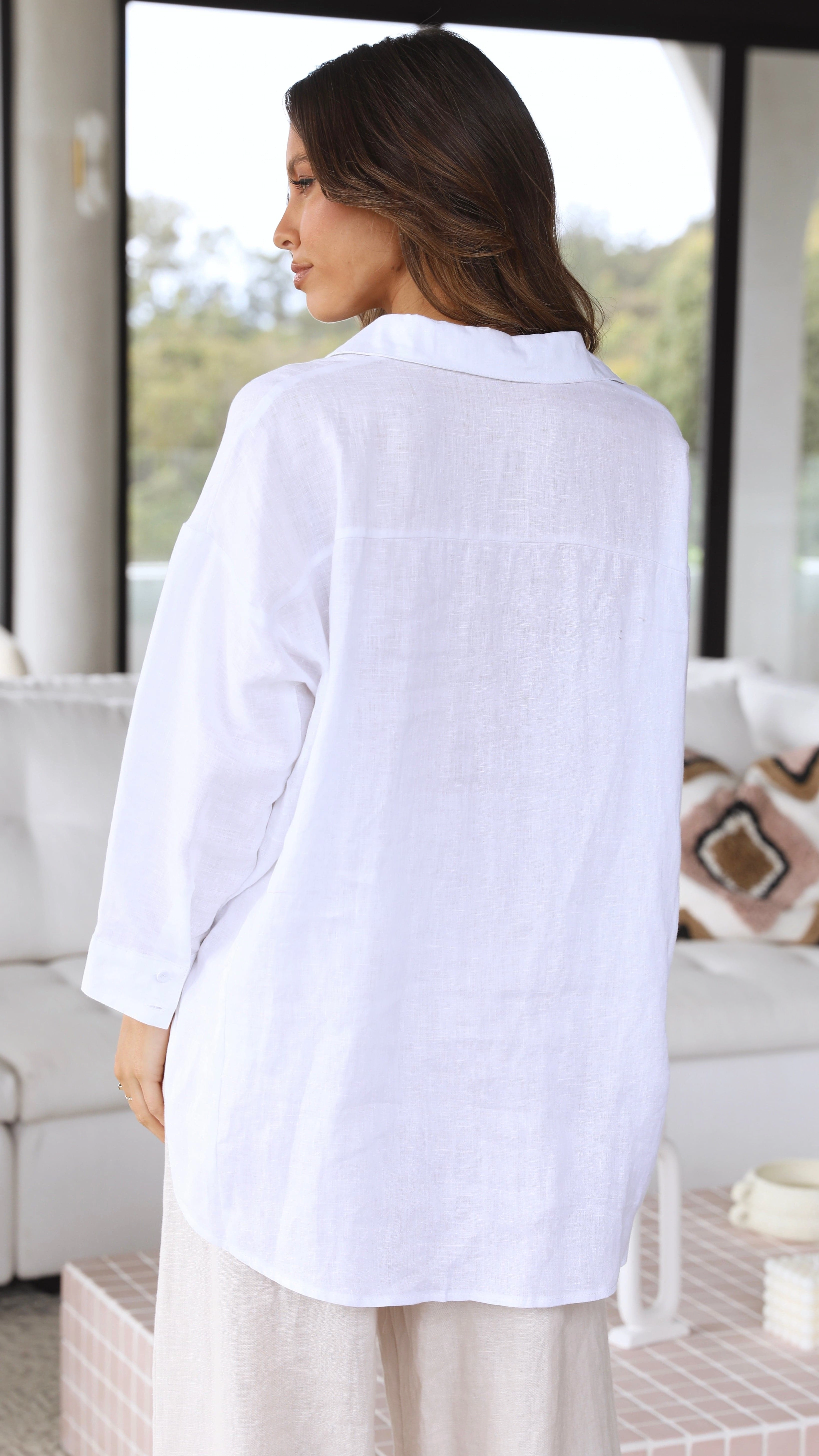 Taryn Button Up Shirt - White
