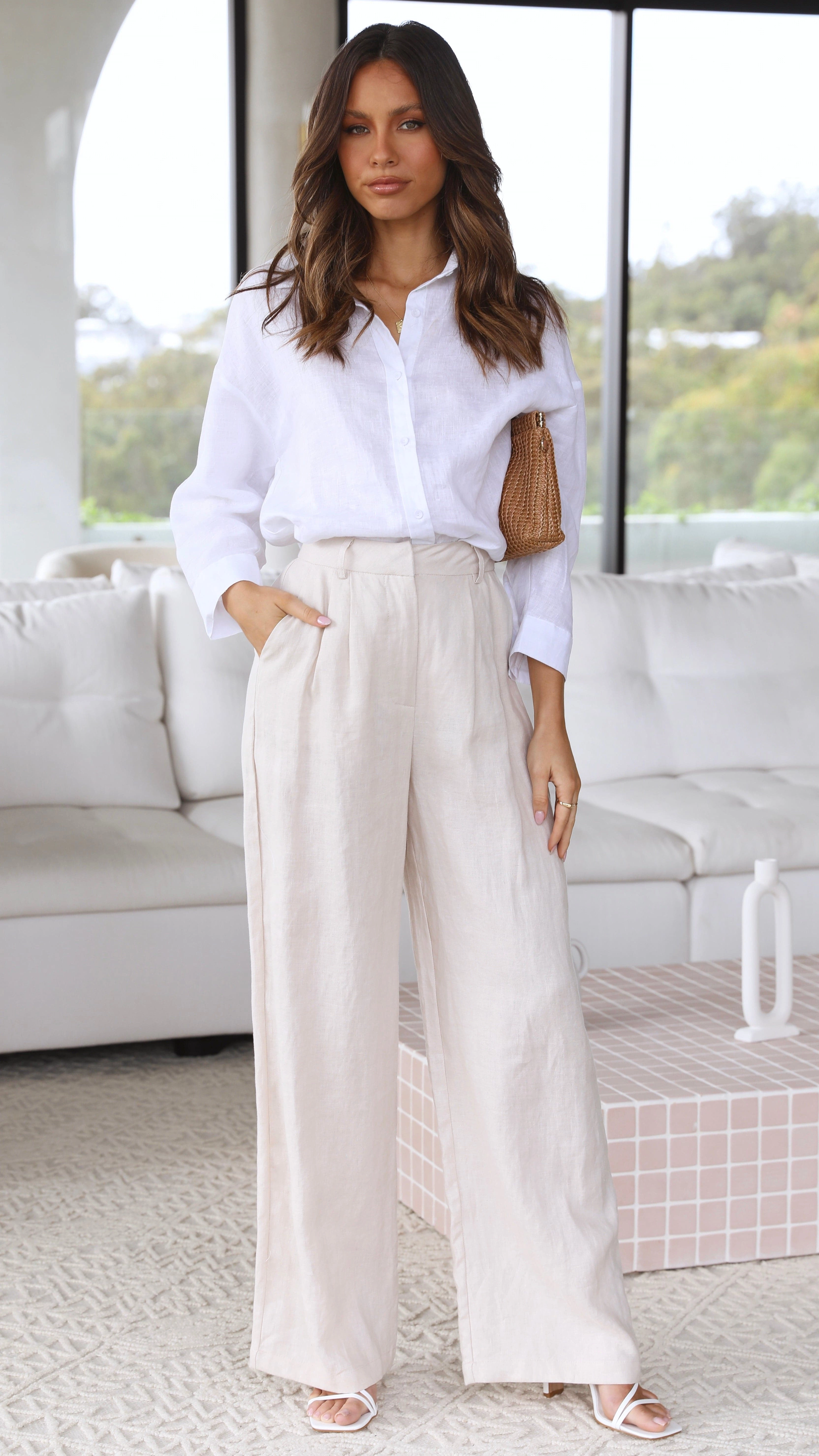 Taryn Button Up Shirt - White