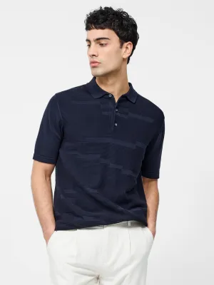 Textured Jacquard Block Polo