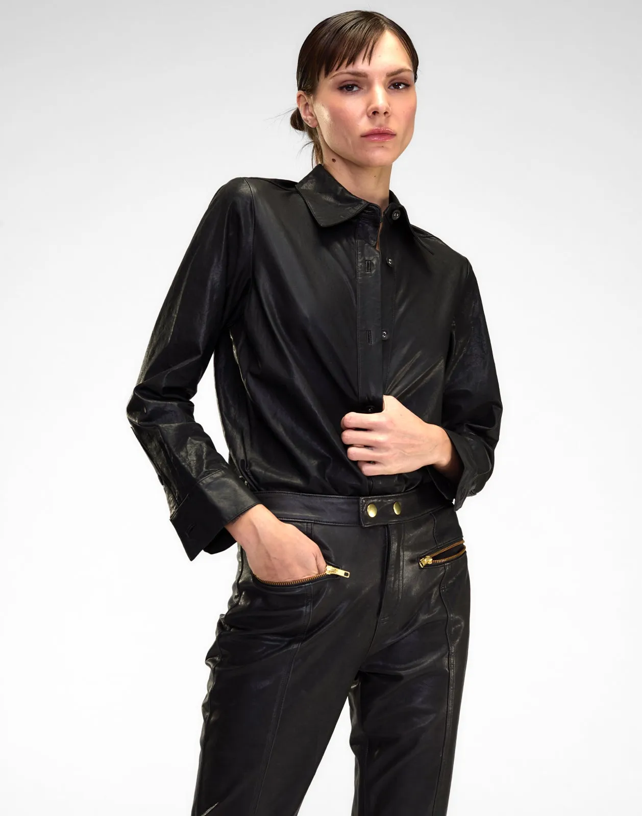The London Leather Button Up Shirt