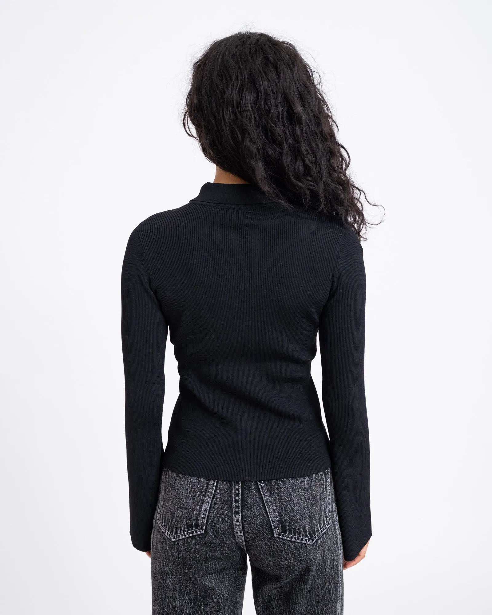 TILTIL Zip Polo Cardigan Black