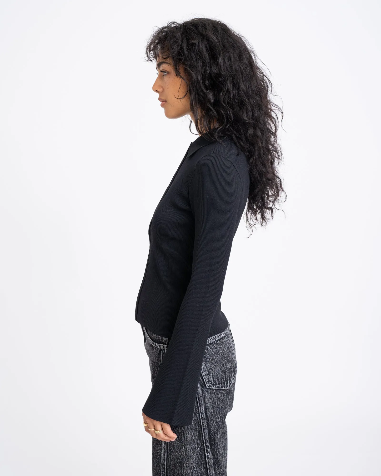 TILTIL Zip Polo Cardigan Black