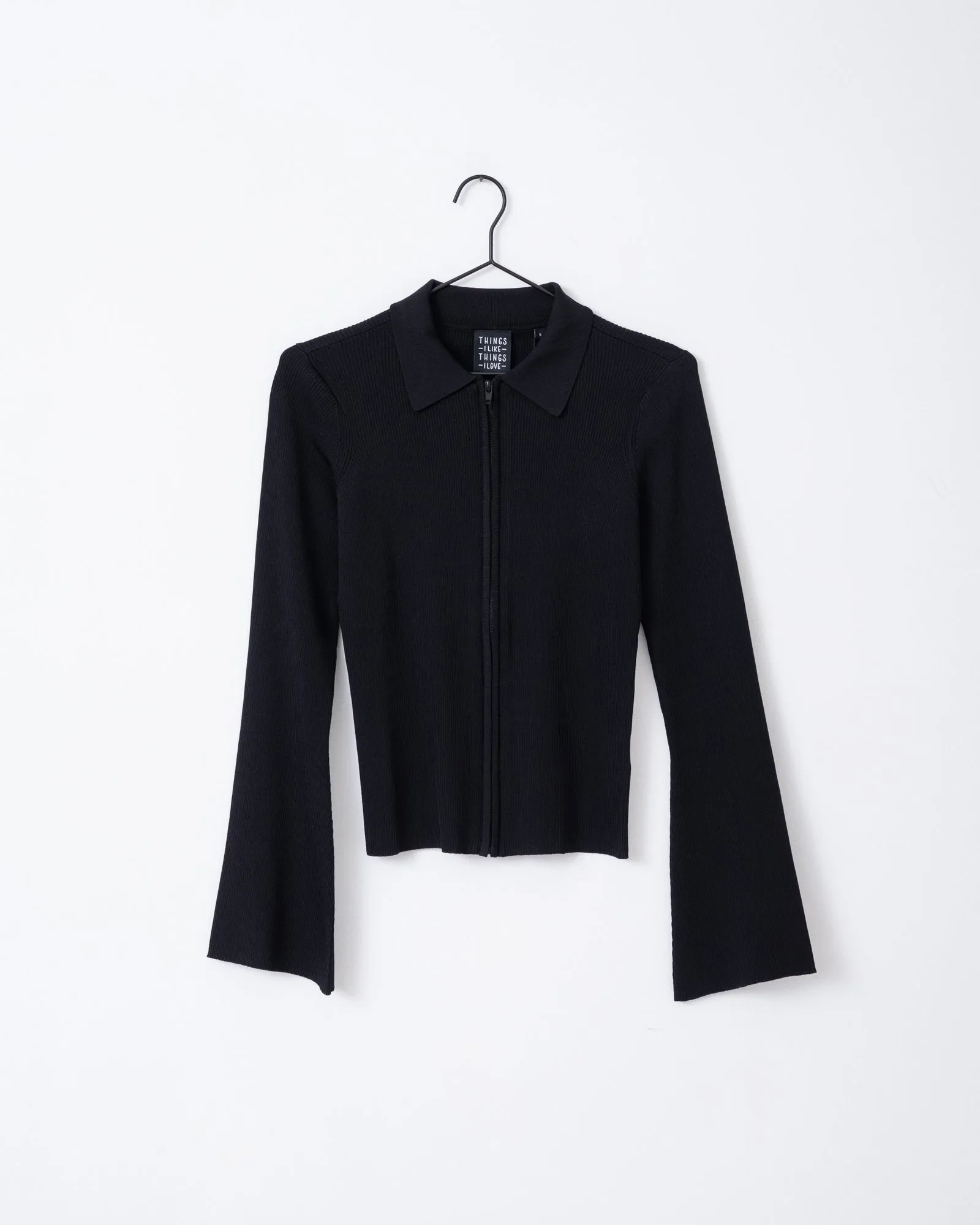 TILTIL Zip Polo Cardigan Black