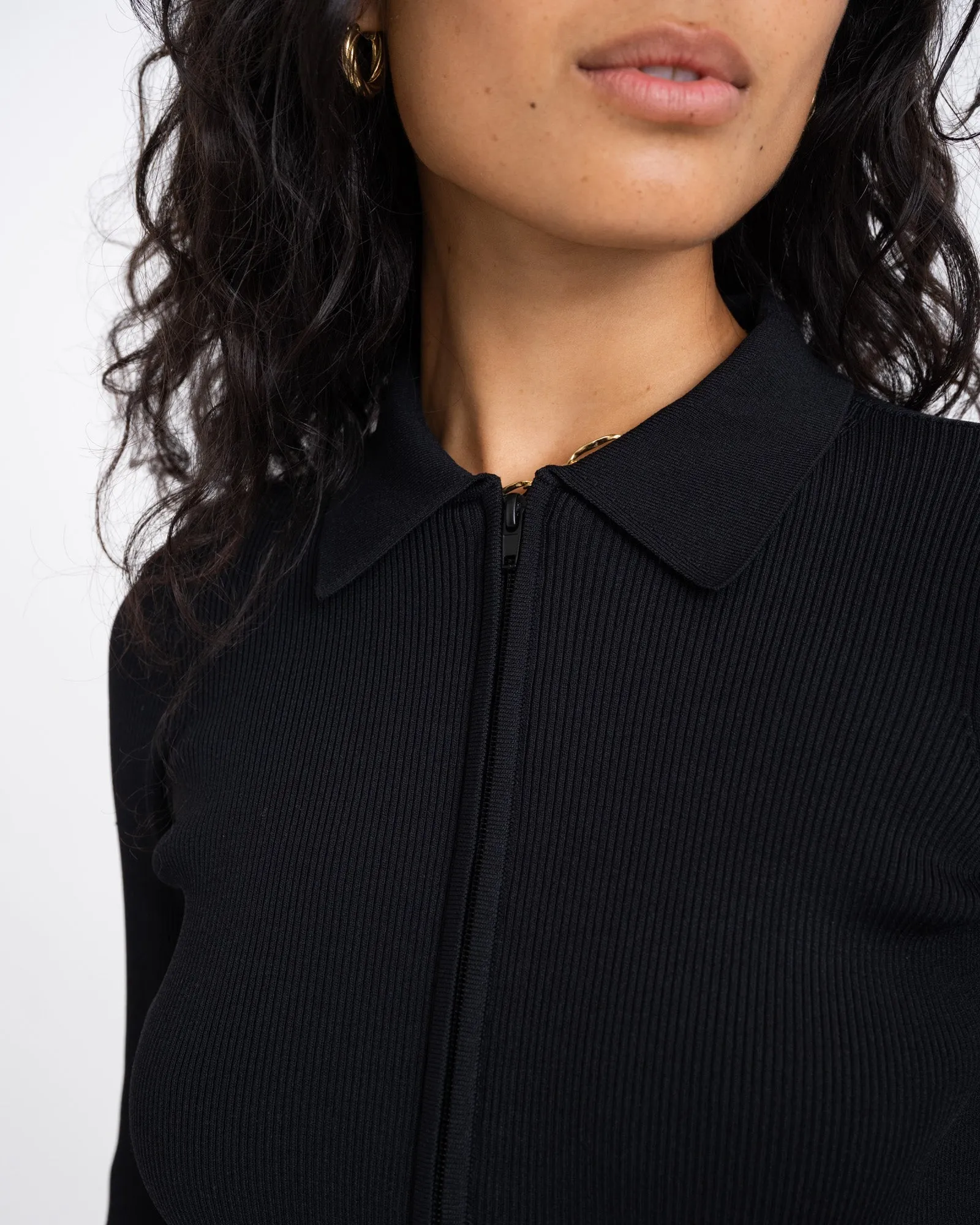 TILTIL Zip Polo Cardigan Black