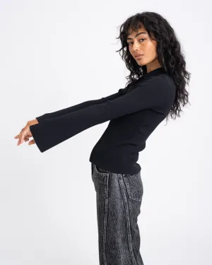 TILTIL Zip Polo Cardigan Black
