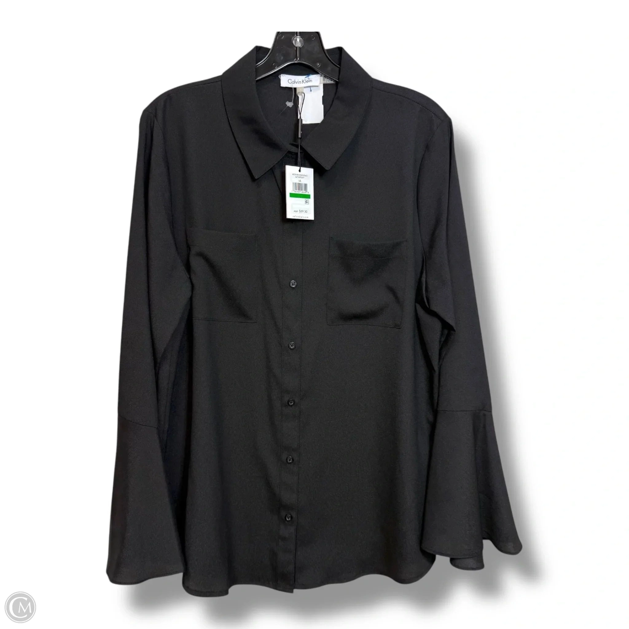 Top Long Sleeve By Calvin Klein In Black, Size: L