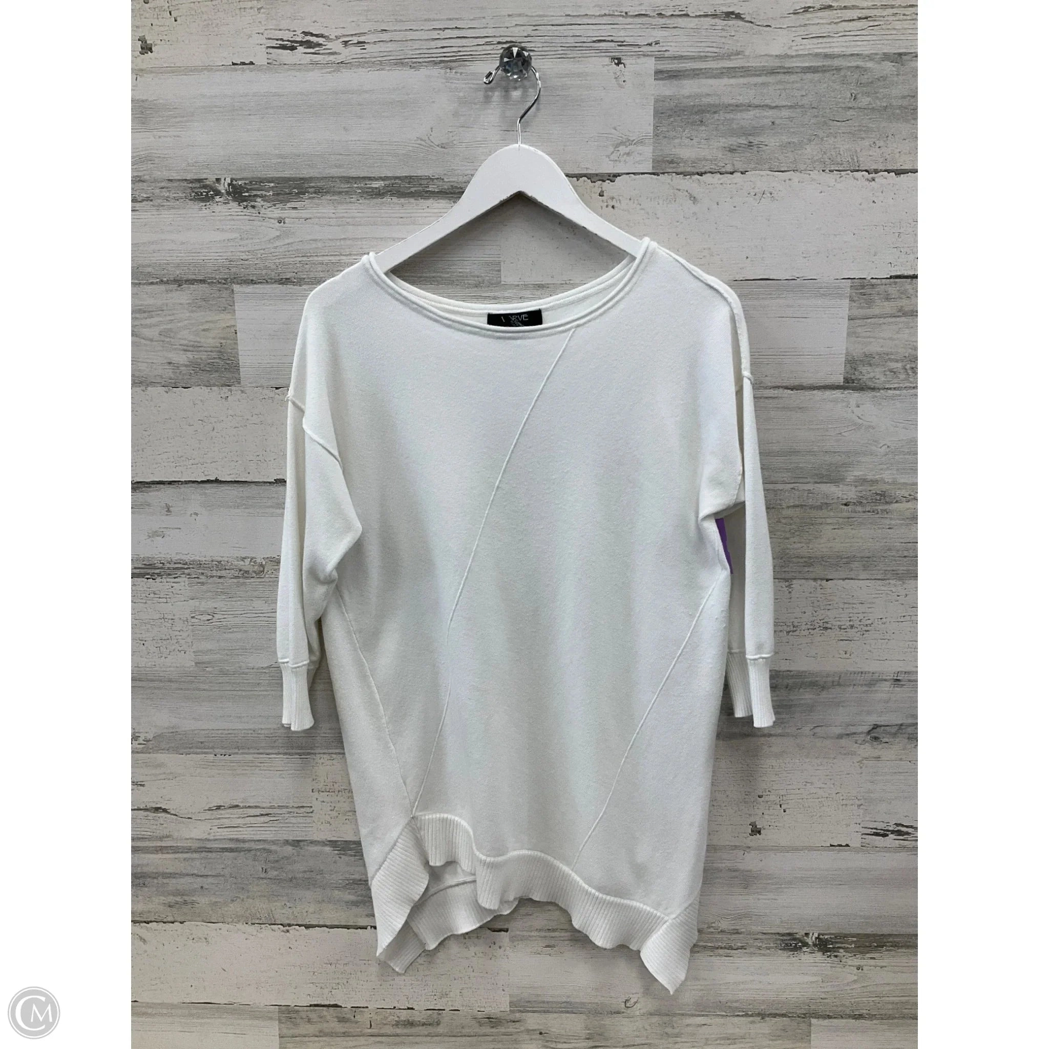 Top Long Sleeve By Verve In White, Size: S