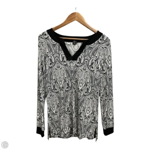 Tunic Long Sleeve By Tahari By Arthur Levine In Black & White, Size: L