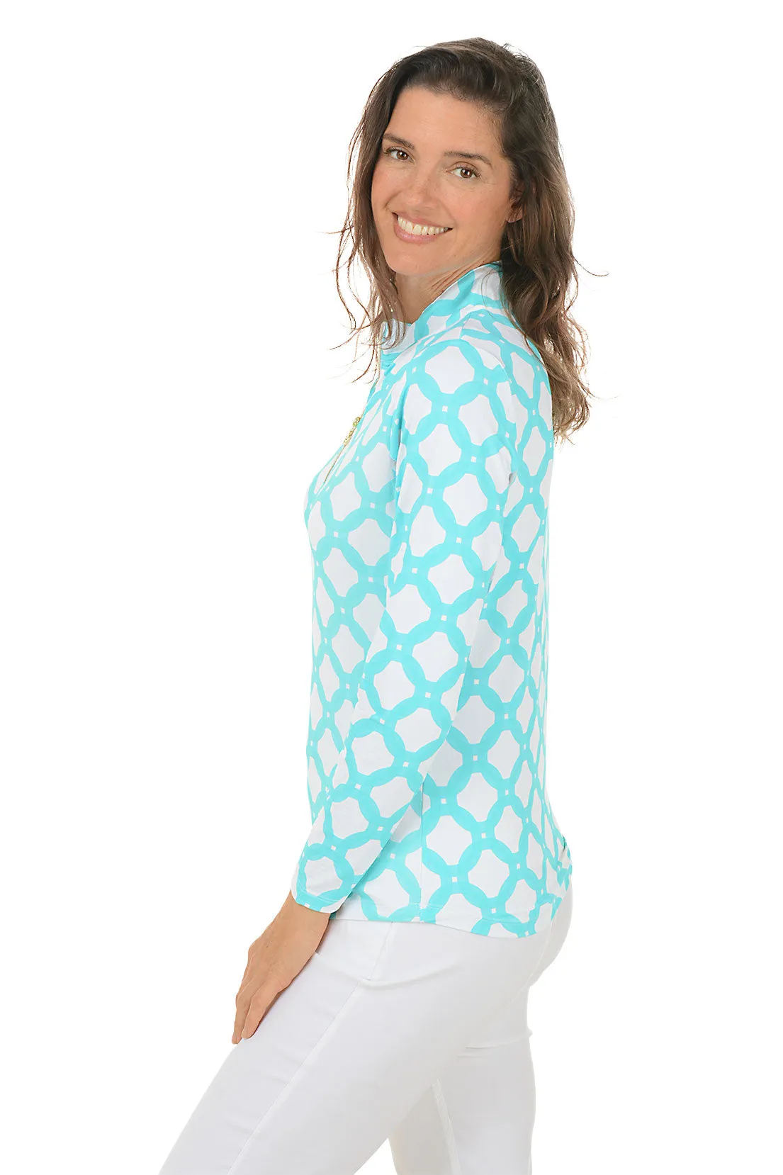 Turquoise Circle Geo UPF50  Sun Shirt