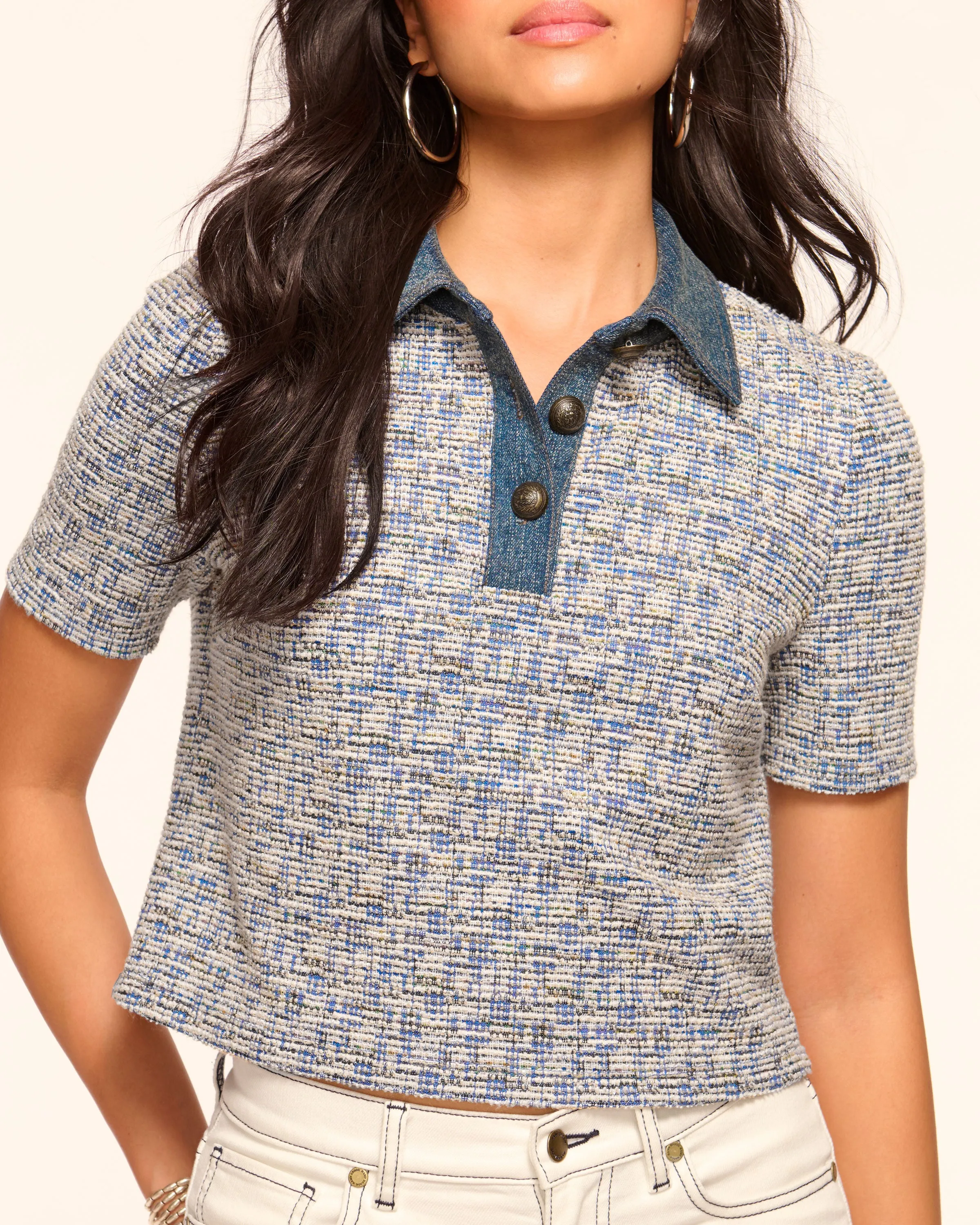 Venice Tweed Polo Top