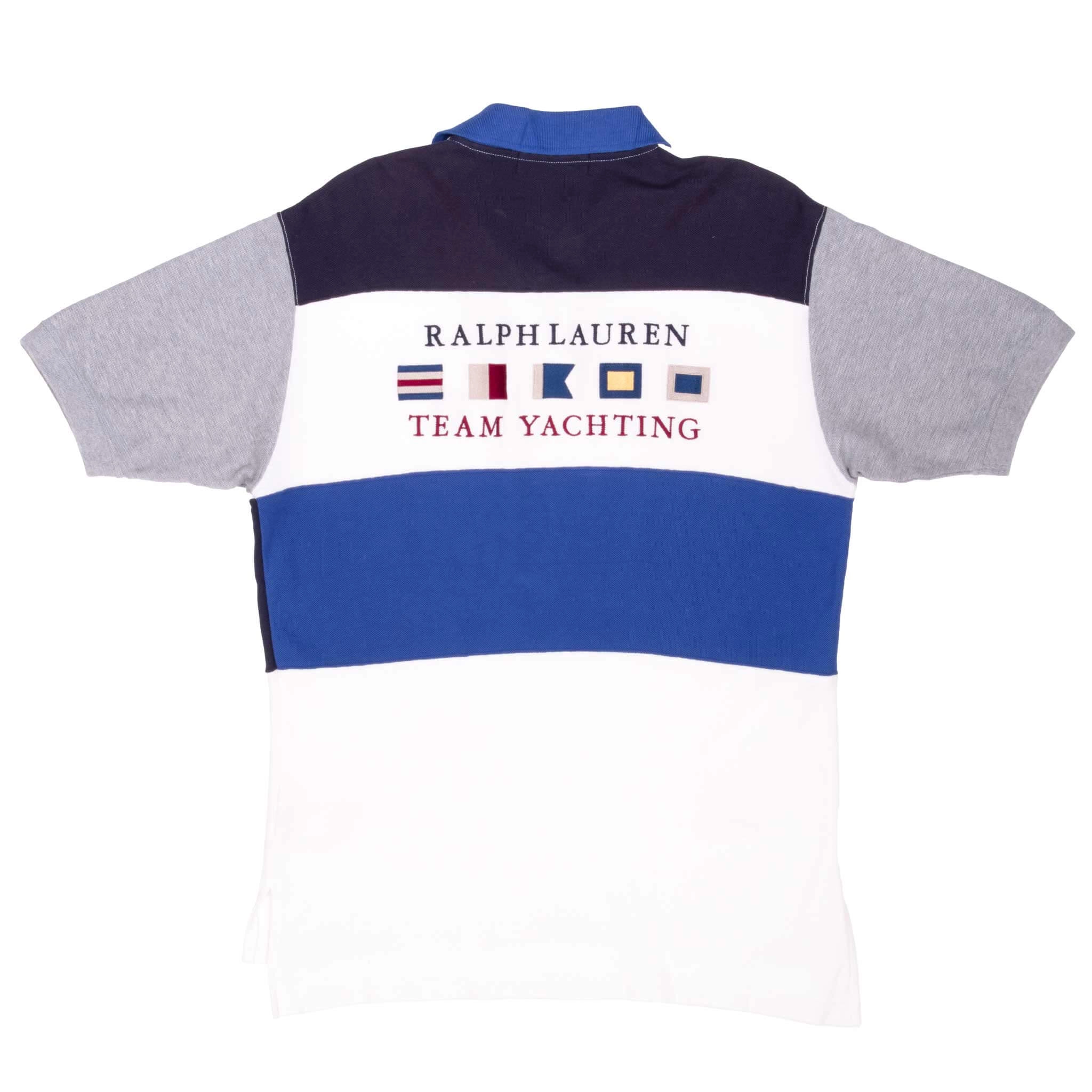 VINTAGE CHAPS RALPH LAUREN TEAM YACHTING POLO SHIRT 1990S MEDIUM