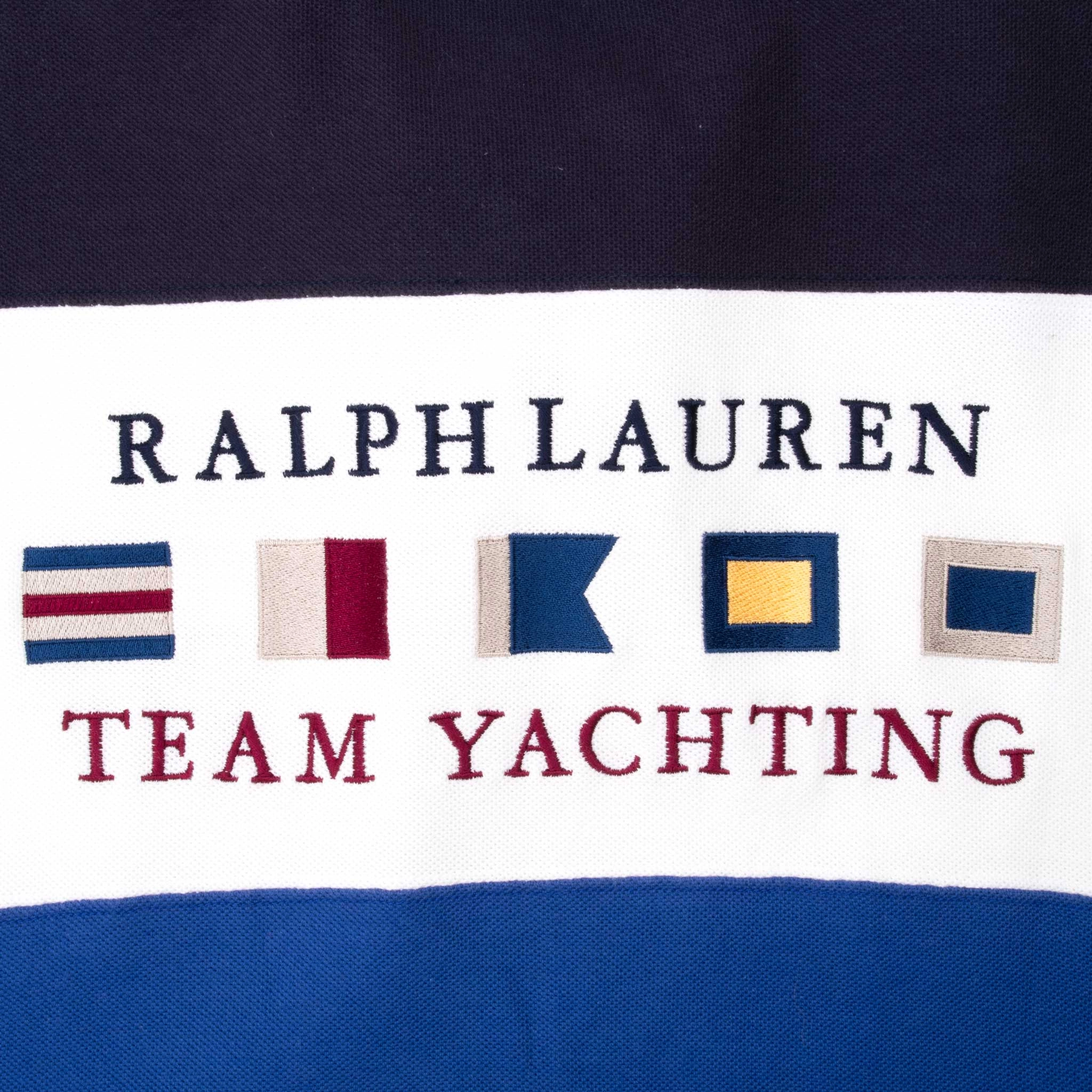 VINTAGE CHAPS RALPH LAUREN TEAM YACHTING POLO SHIRT 1990S MEDIUM