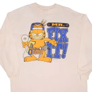 VINTAGE GARFIELD MR  FIX IT 1990S LONG SLEEVE TEE SHIRT SIZE 2XL
